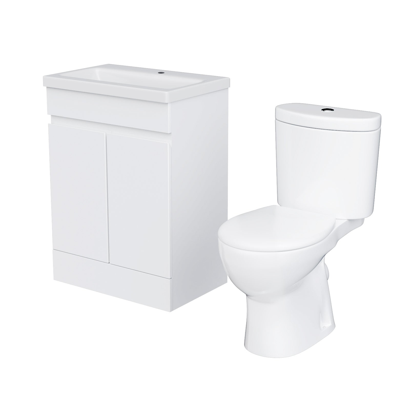 Alaska 600mm Gloss White Basin Vanity & Close Coupled Toilet