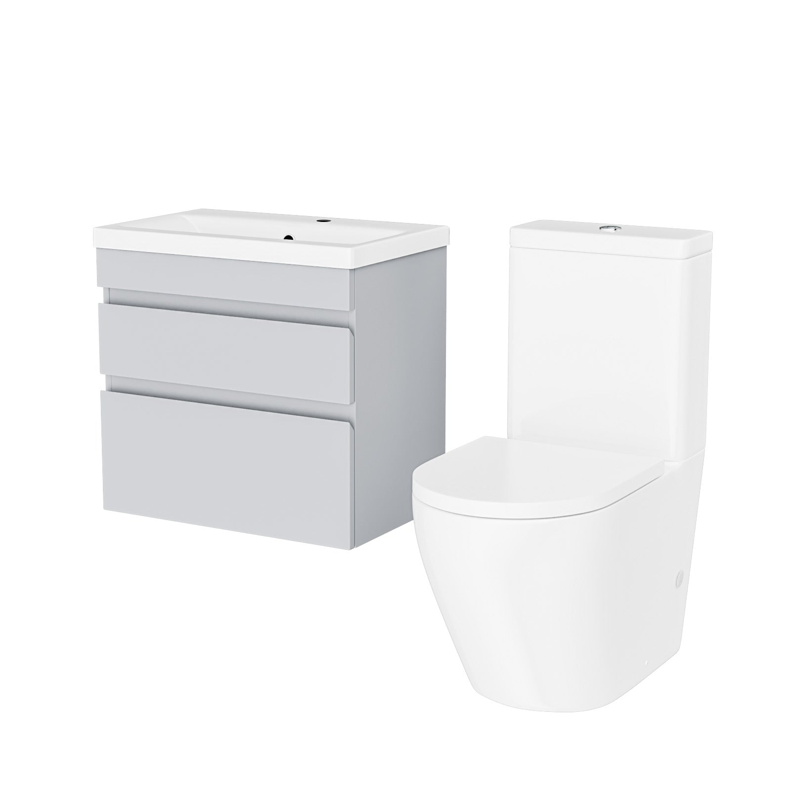 Alaska 600mm Matte Grey Wall Hung 2 Drawers Vanity Unit & Rimless Toilet