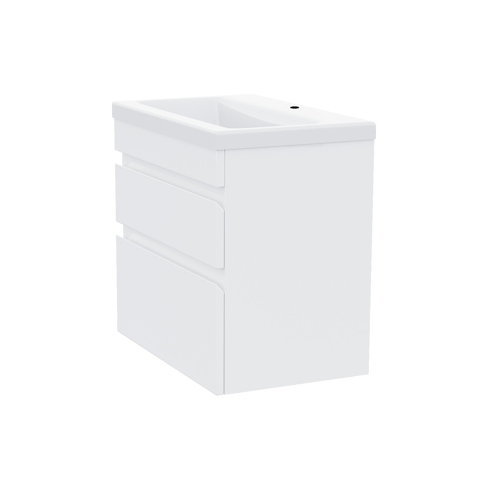 White 600mm PVC 2 Drawer Wall Hung Vanity Cabinet and Basin Sink Unit