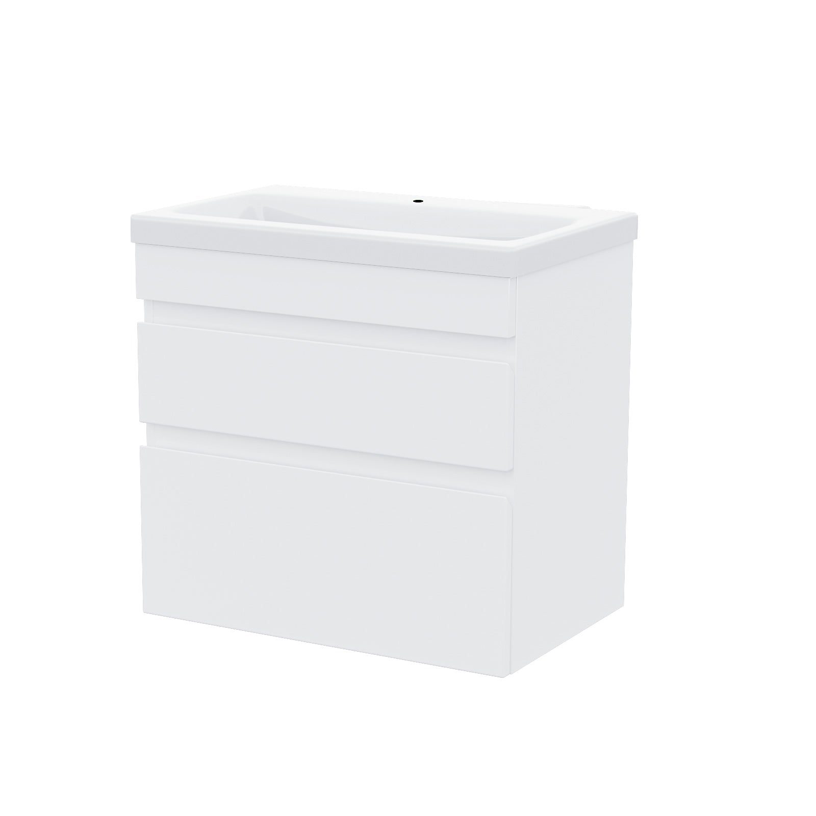 White 600mm PVC 2 Drawer Wall Hung Vanity Cabinet and Basin Sink Unit