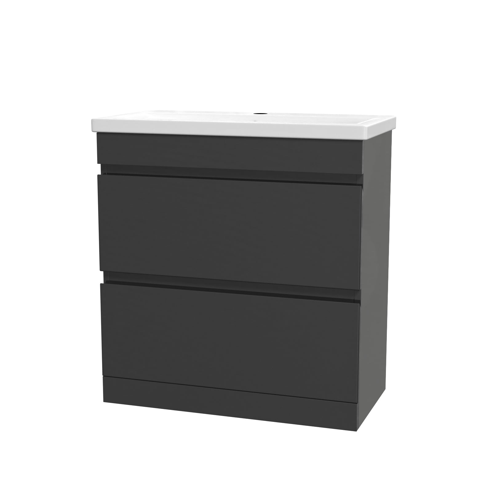 Alaska Dark Grey 800mm PVC 2 Drawer Vanity Cabinet & Basin Sink Floorstanding