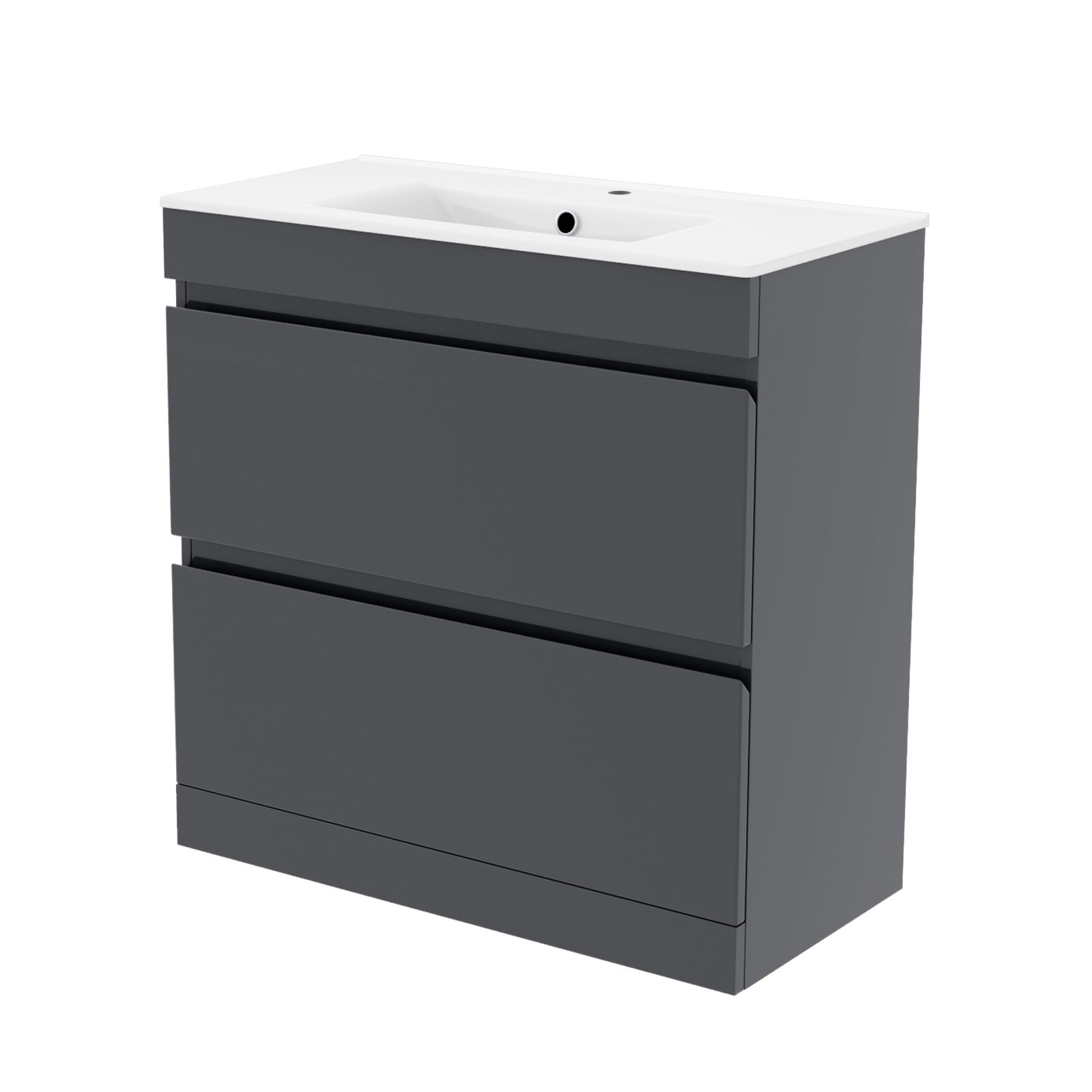 Alaska Dark Grey 800mm 2 Drawers Vanity Cabinet & Slim Basin Sink Freestanding