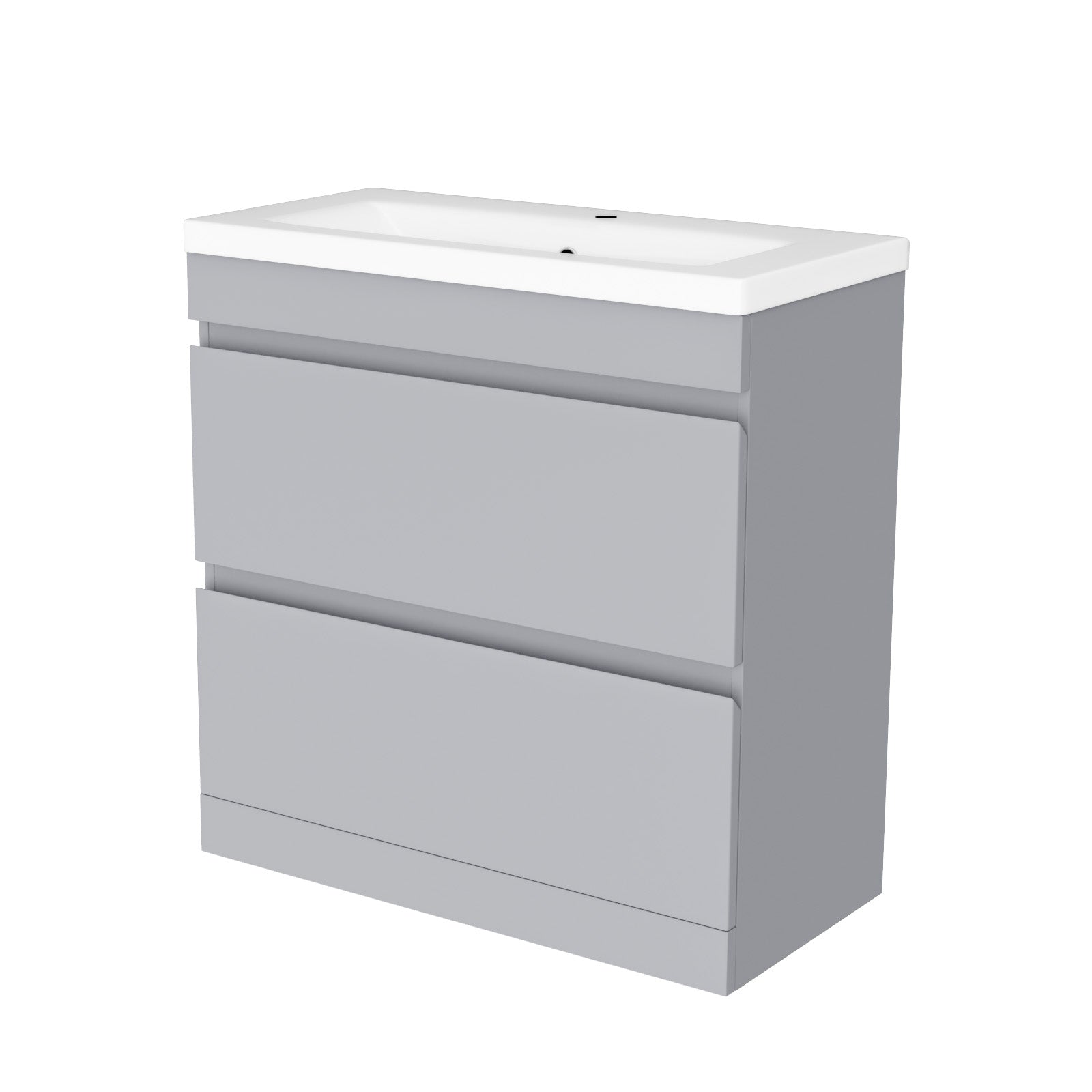 Alaska Floorstanding Matte Grey 800mm 2 Drawers Vanity Unit & Basin Sink