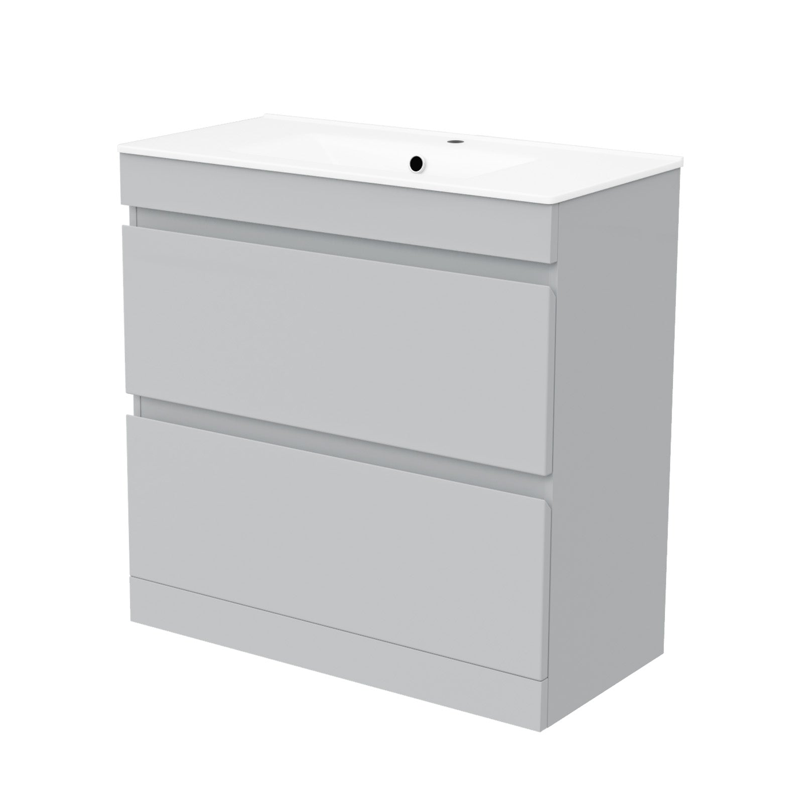 Alaska Matte Grey 800mm 2 Drawer Vanity Cabinet & Slim Basin Sink Freestanding