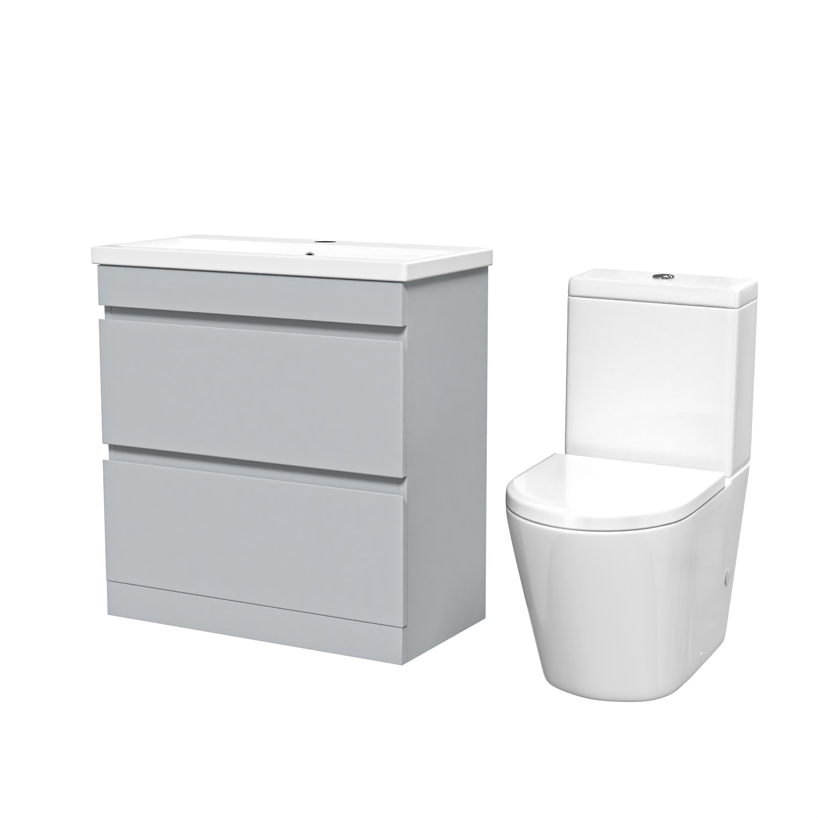 Alaska 800mm Matte Grey Handleless Drawers Basin Vanity Close Coupled Toilet