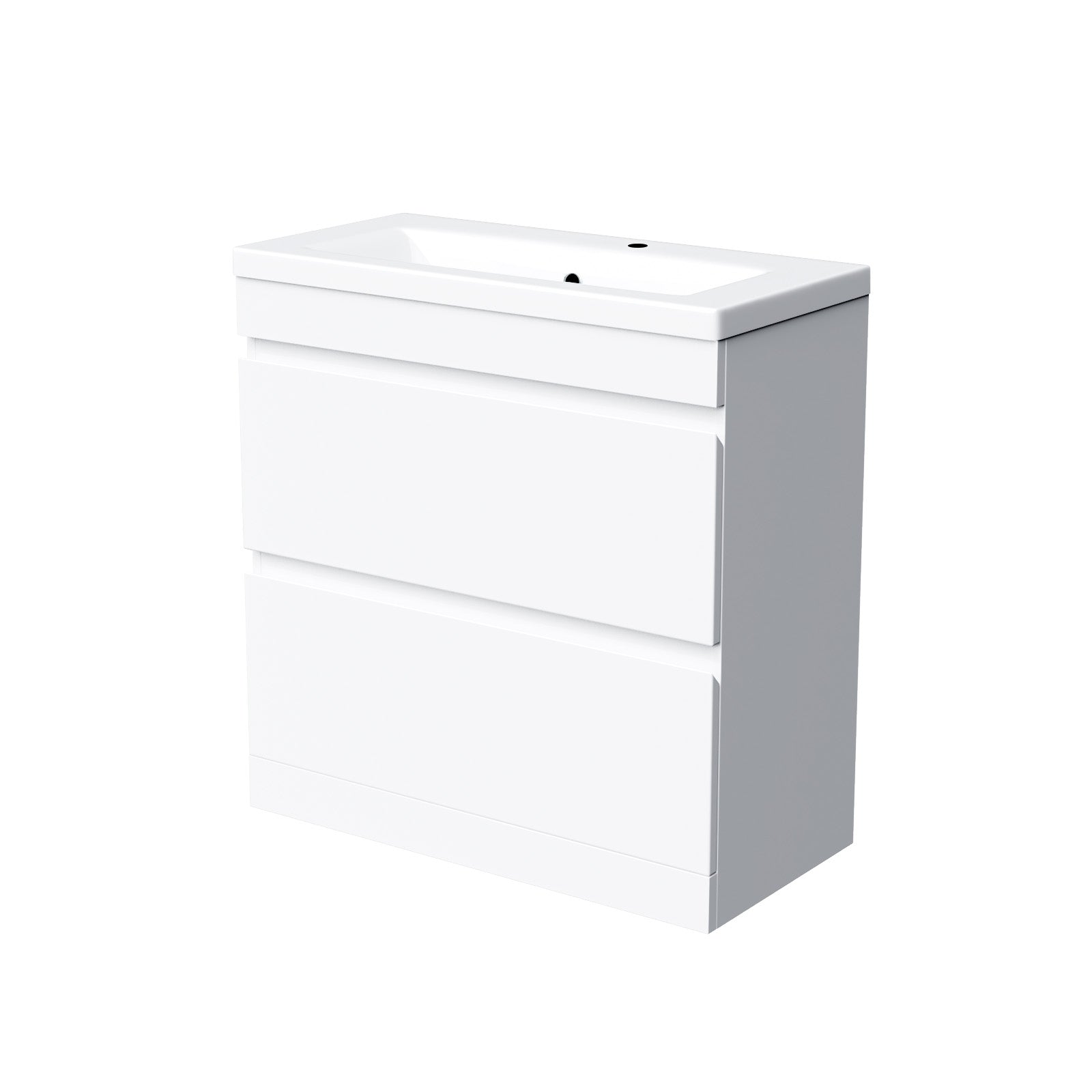 Alaska White 800mm PVC 2 Drawer Vanity Cabinet & Basin Sink Floor Standing