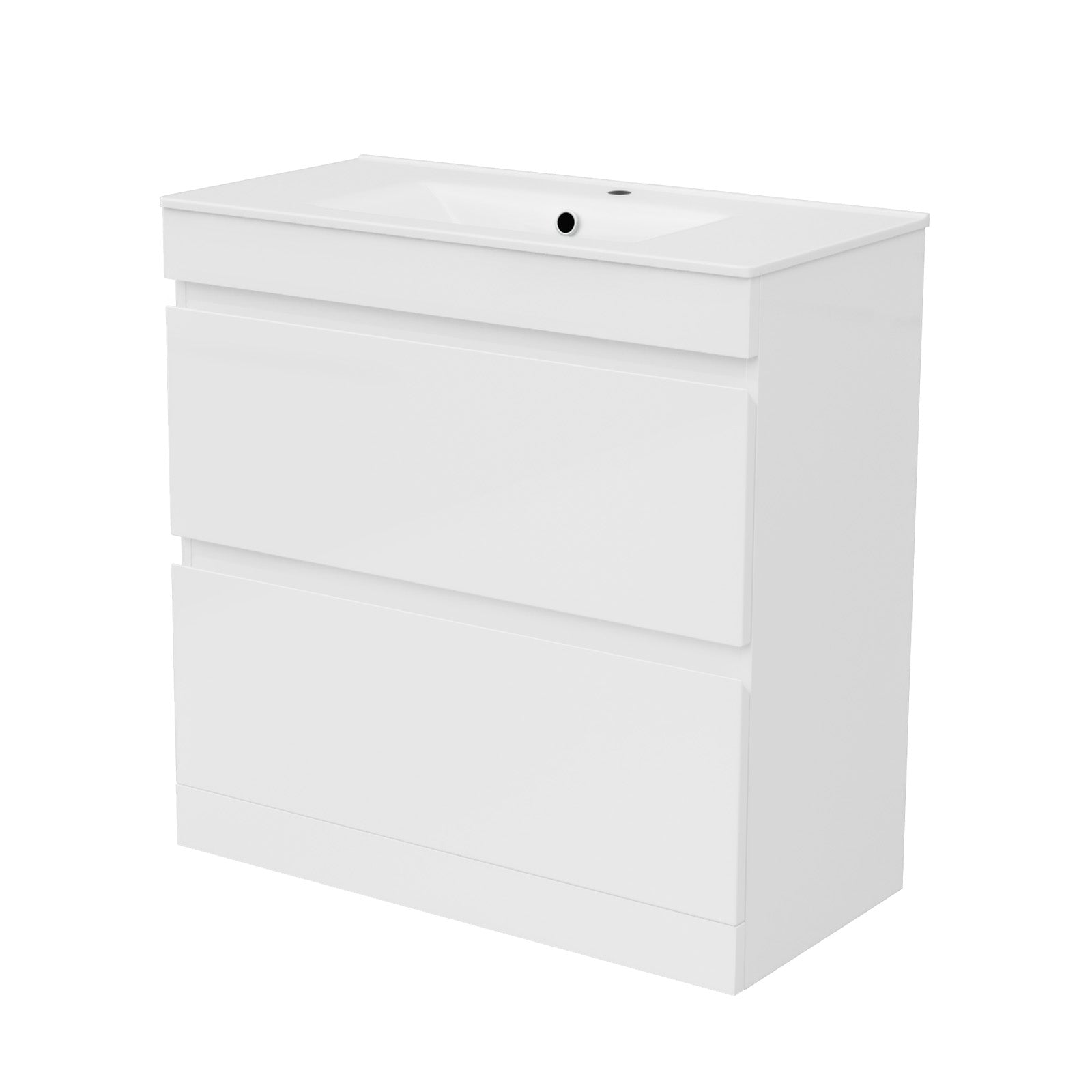 Alaska White 800mm 2 Drawer Vanity Cabinet & Slim Basin Sink Freestanding