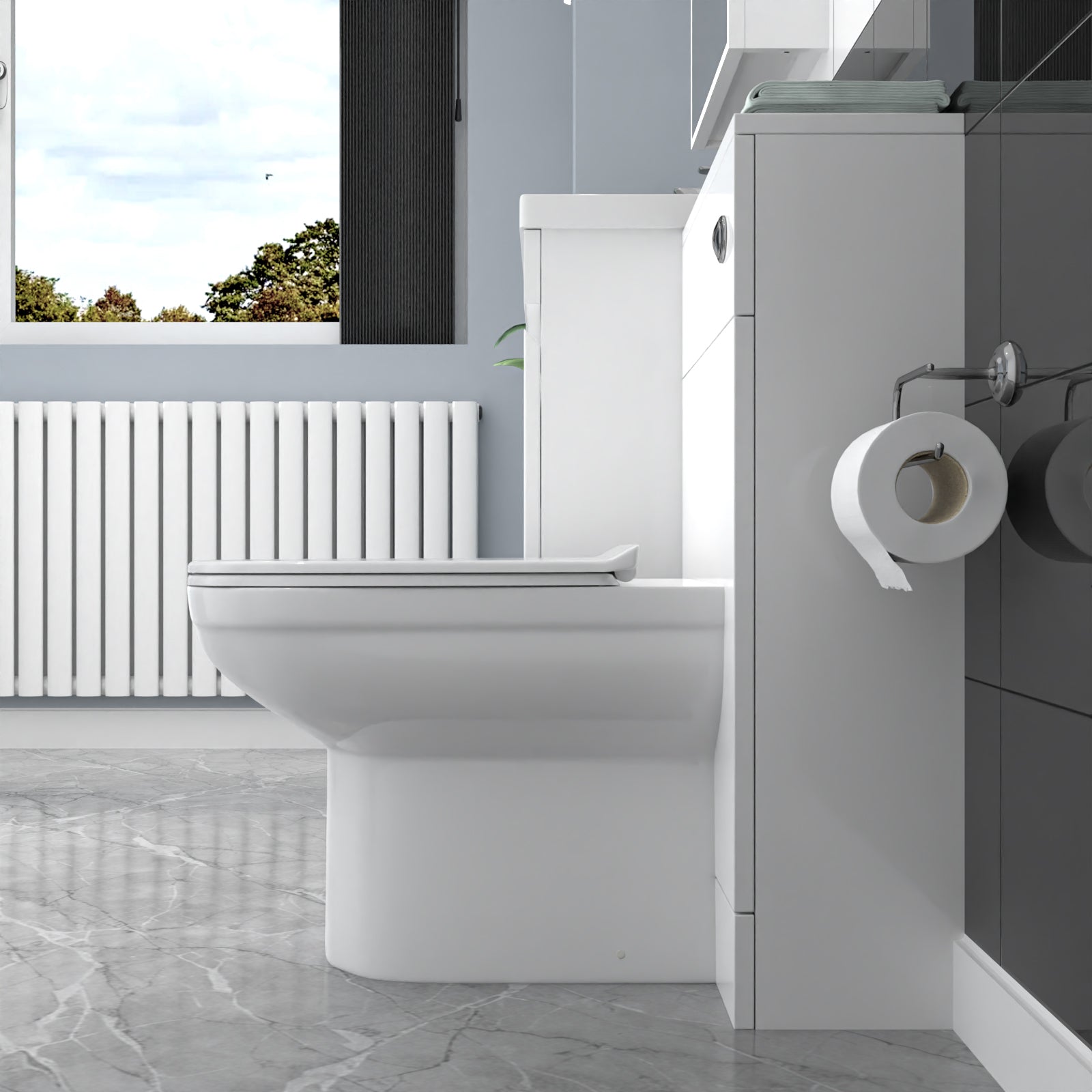 Alaska White Freestanding PVC 800mm 2 Drawers Vanity & WC Unit & BTW Toilet