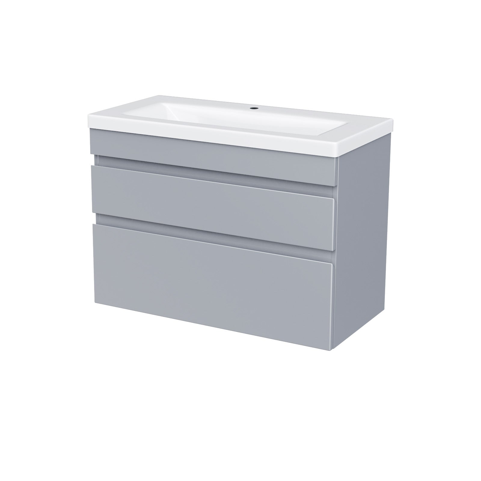 Alaska Minimalist 800mm Wall Hung Grey Basin Vanity Cabinet Unit 2 Drawers