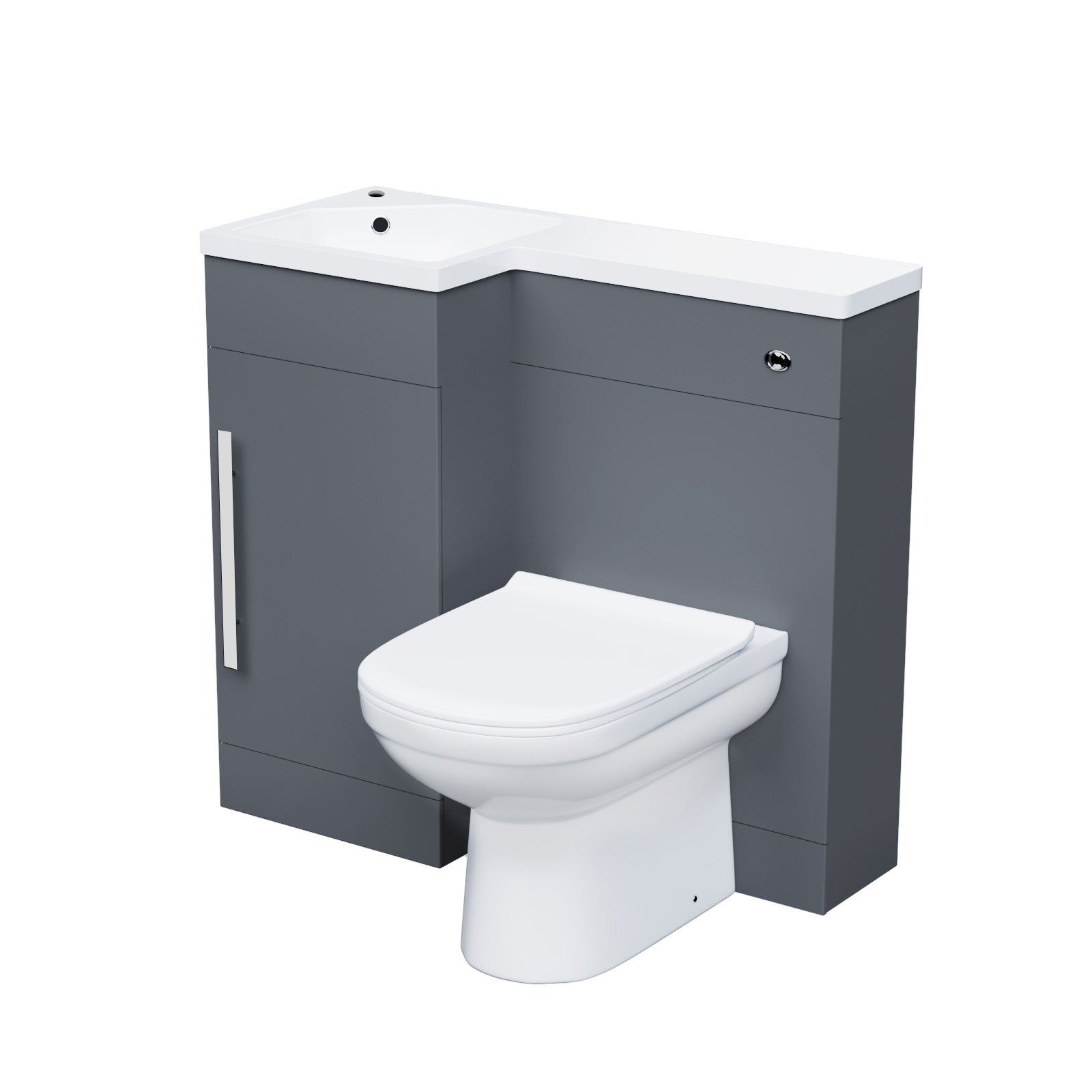 Velanal 900mm Left Hand Matt Grey Basin Vanity, WC Unit & Back To Wall Toilet