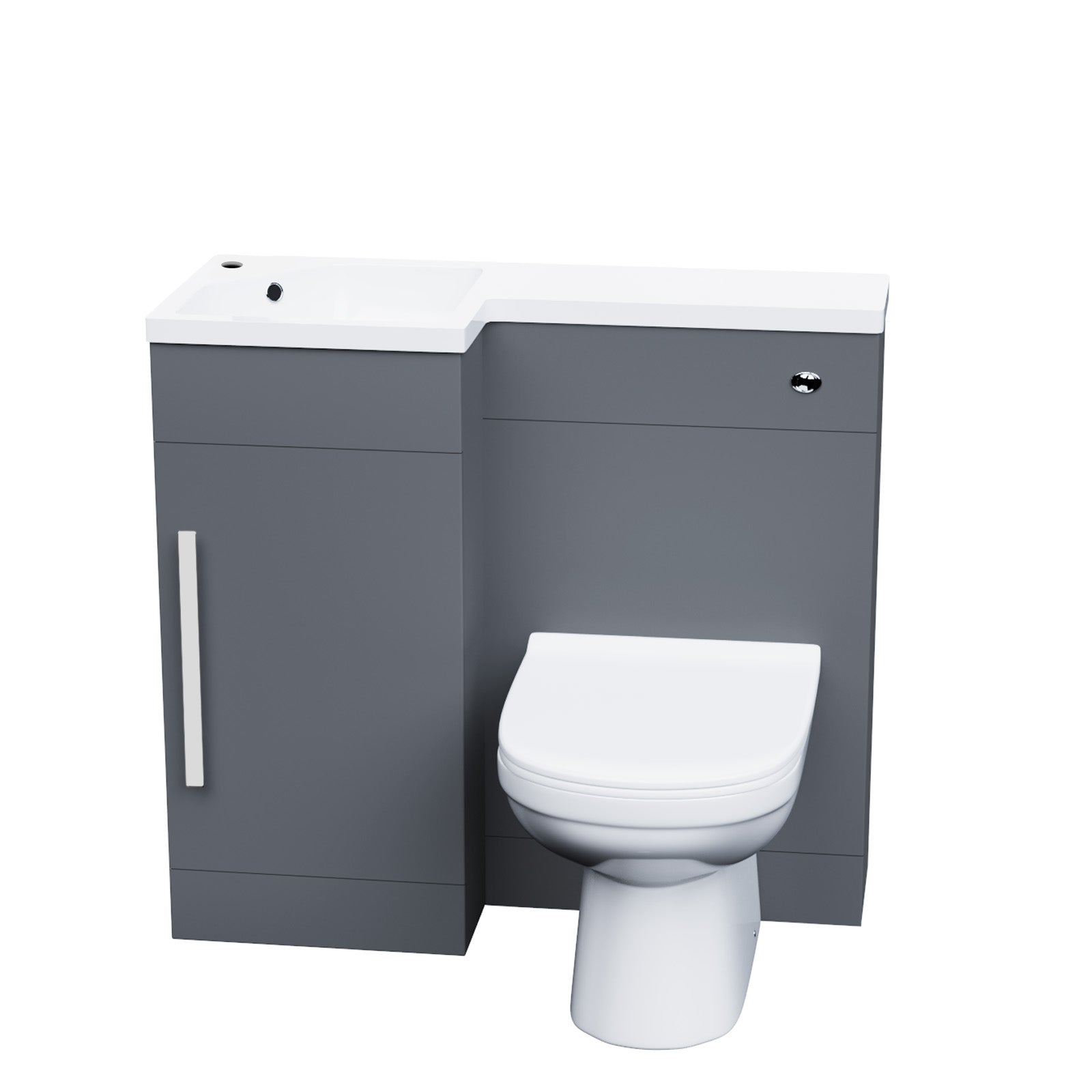 Velanal 900mm Left Hand Matt Grey Basin Vanity, WC Unit & Back To Wall Toilet