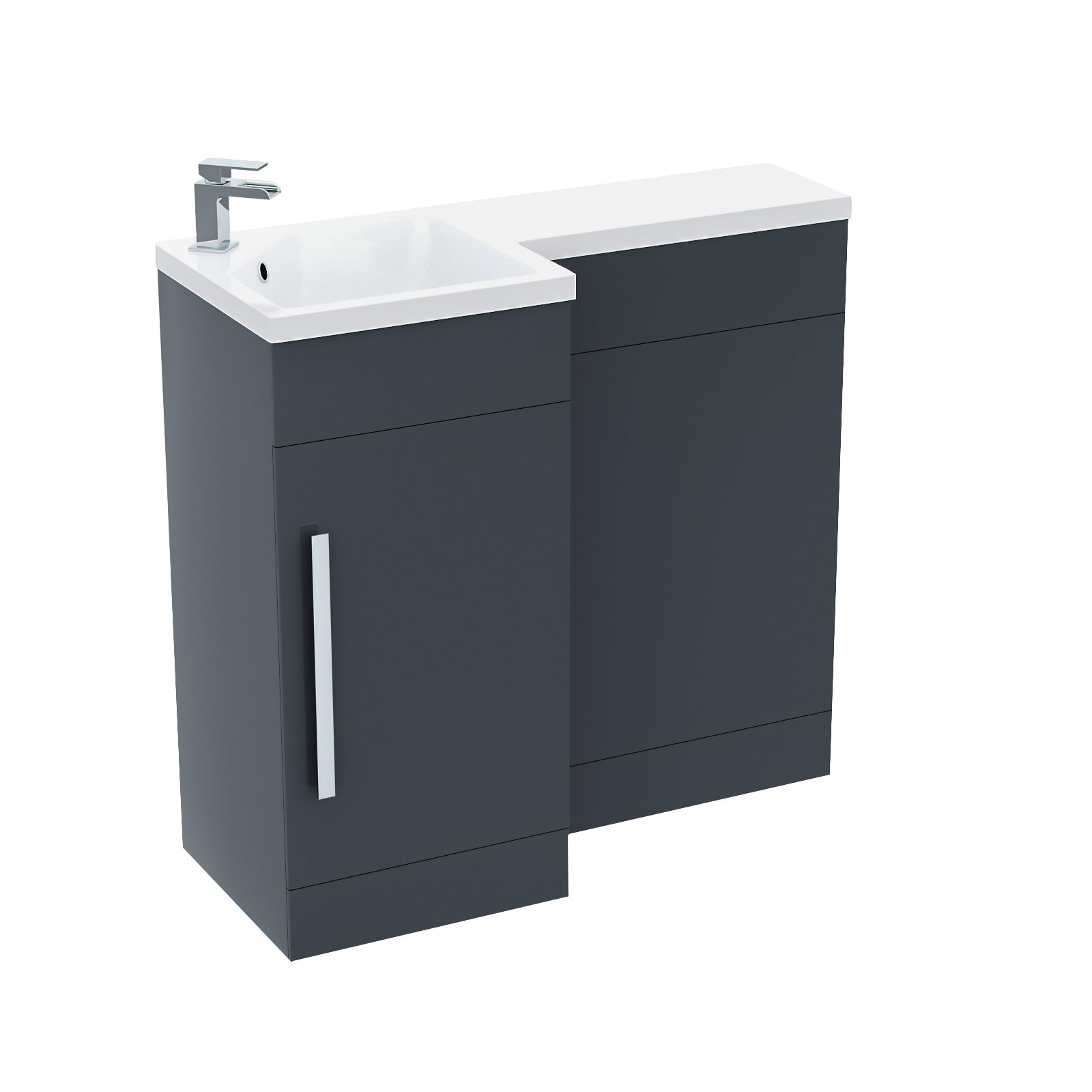 Jersey 900mm L Shape RH Bathroom Basin Vanity & WC Unit Grey