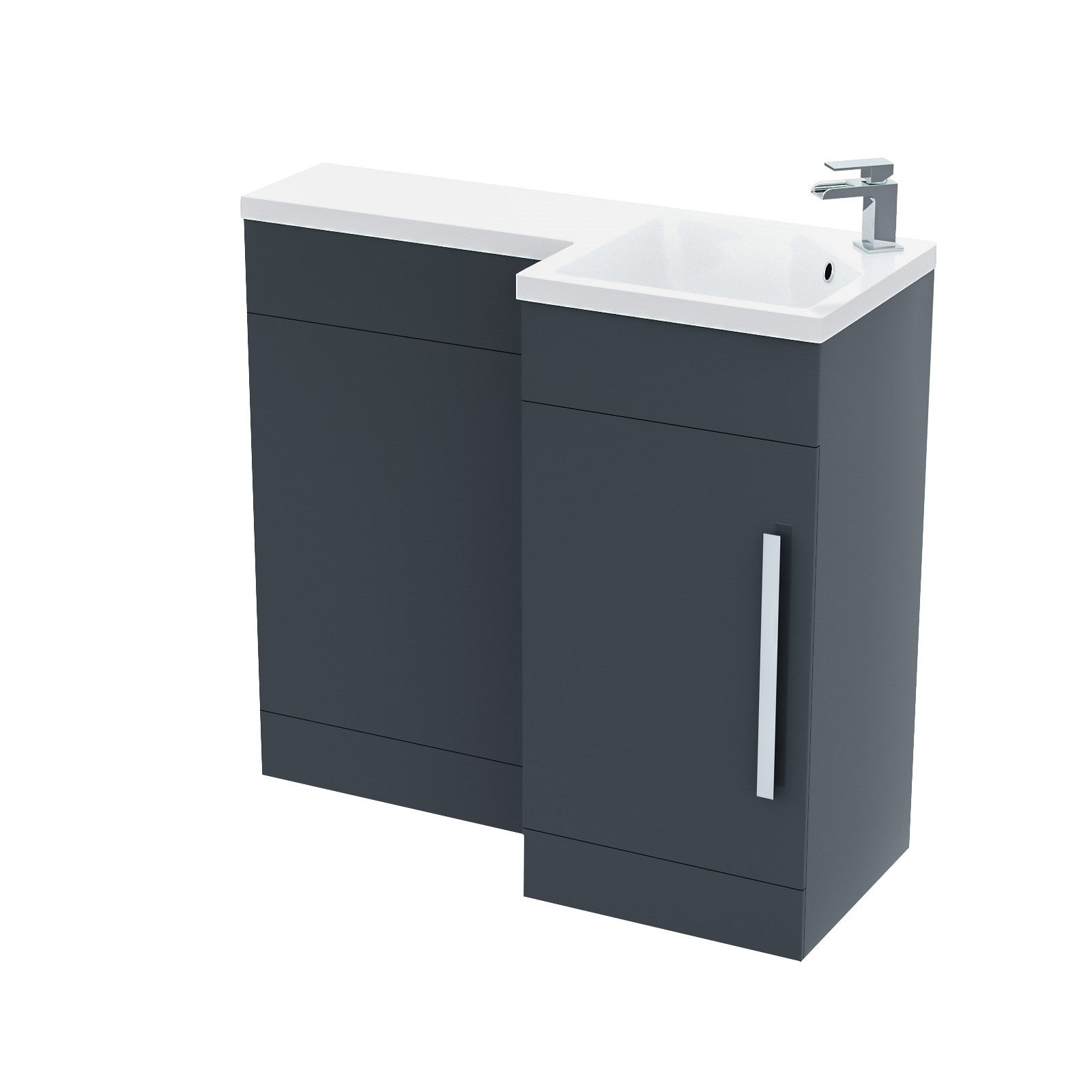 Jersey 900mm L Shape RH Bathroom Basin Vanity & WC Unit Grey