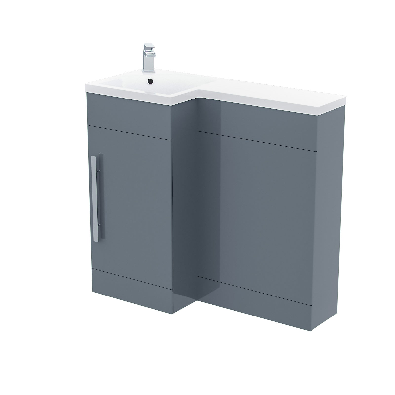 Jersey 900mm L Shape RH Bathroom Basin Vanity & WC Unit Grey