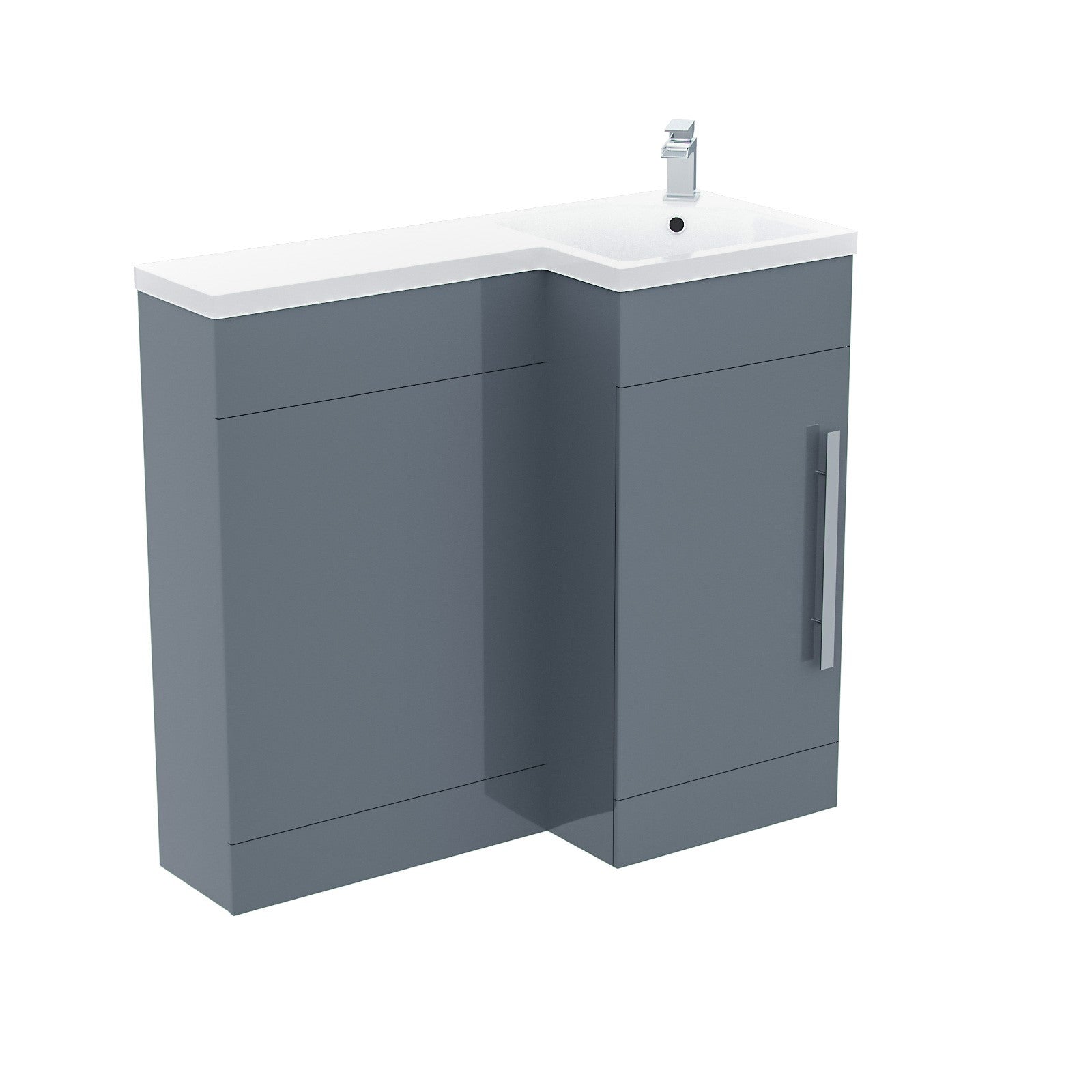 Jersey 900mm L Shape RH Bathroom Basin Vanity & WC Unit Grey