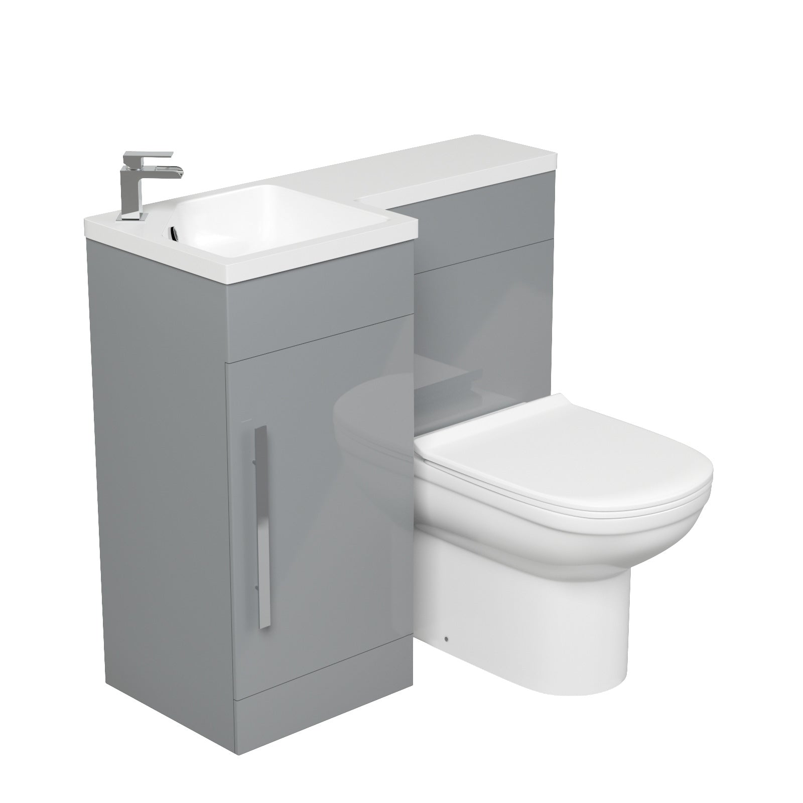 Jersey 900mm Vanity Basin Unit, WC Unit & Desone Back To Wall Toilet Grey