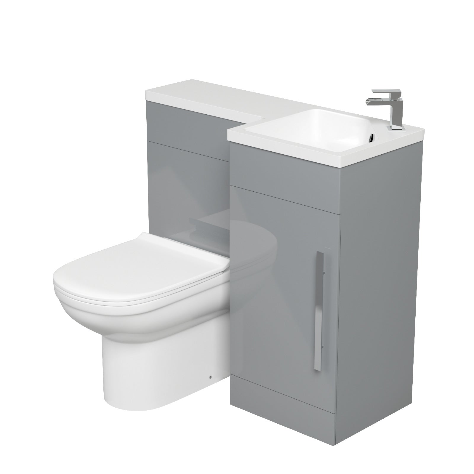 Jersey 900mm Vanity Basin Unit, WC Unit & Desone Back To Wall Toilet Grey