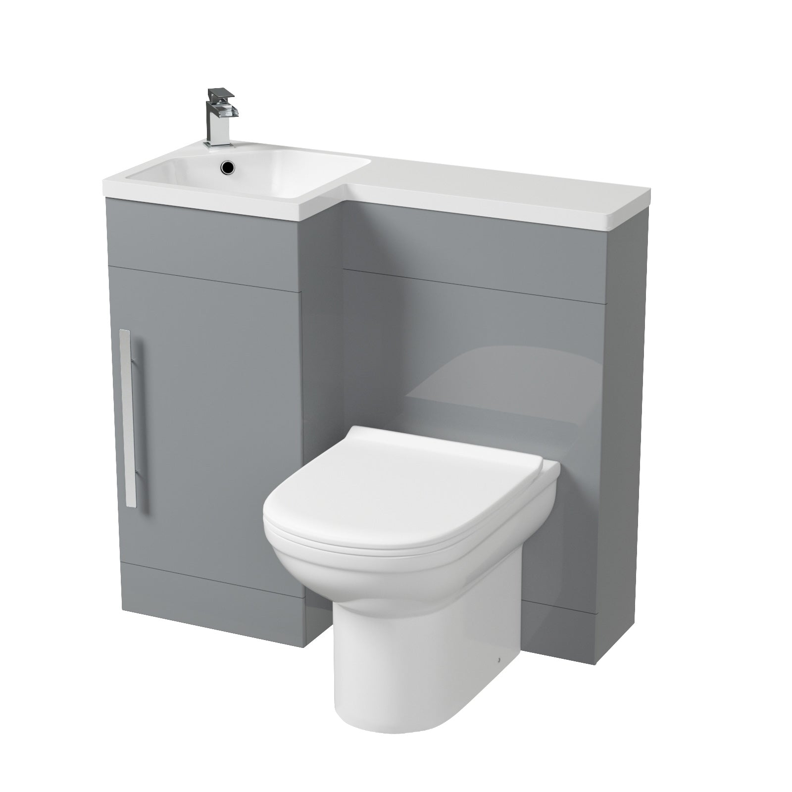 Jersey 900mm Vanity Basin Unit, WC Unit & Desone Back To Wall Toilet Grey