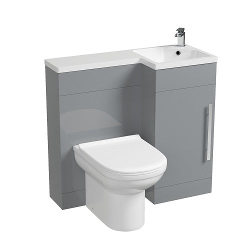 Jersey 900mm Vanity Basin Unit, WC Unit & Desone Back To Wall Toilet Grey