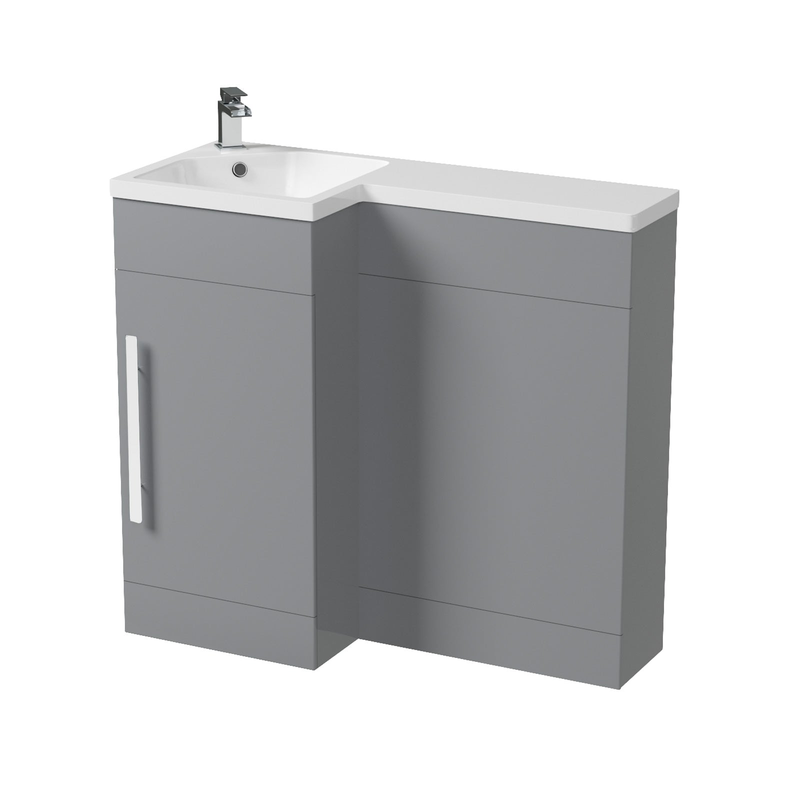 Jersey Light Grey Basin Sink Vanity Unit Furniture Cabinet LH 900mm Flat Pack