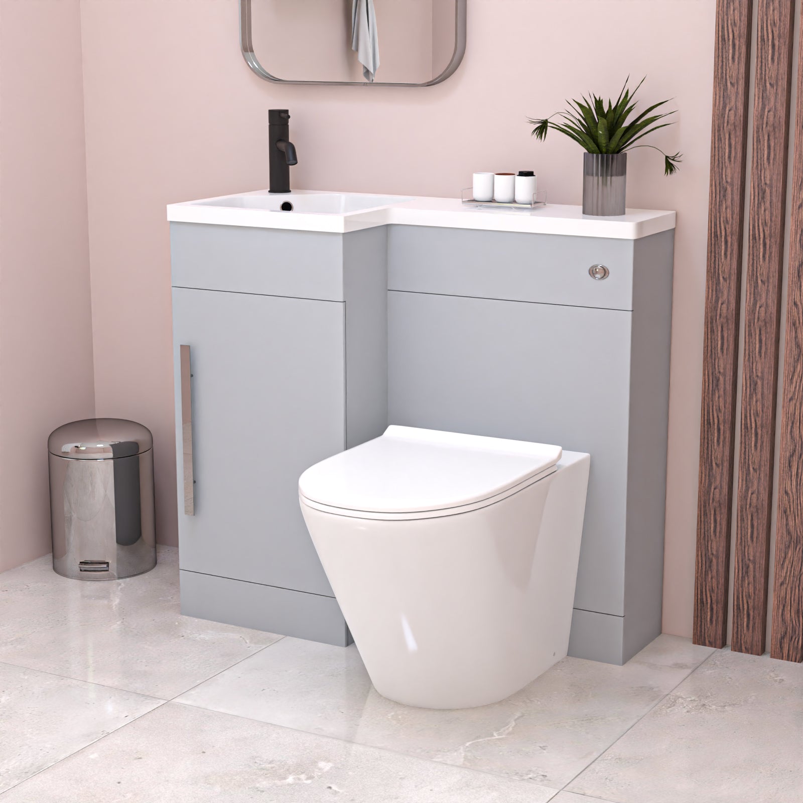 Alaska 900mm Matte Grey Left Hand WC Basin Vanity and Toilet Unit
