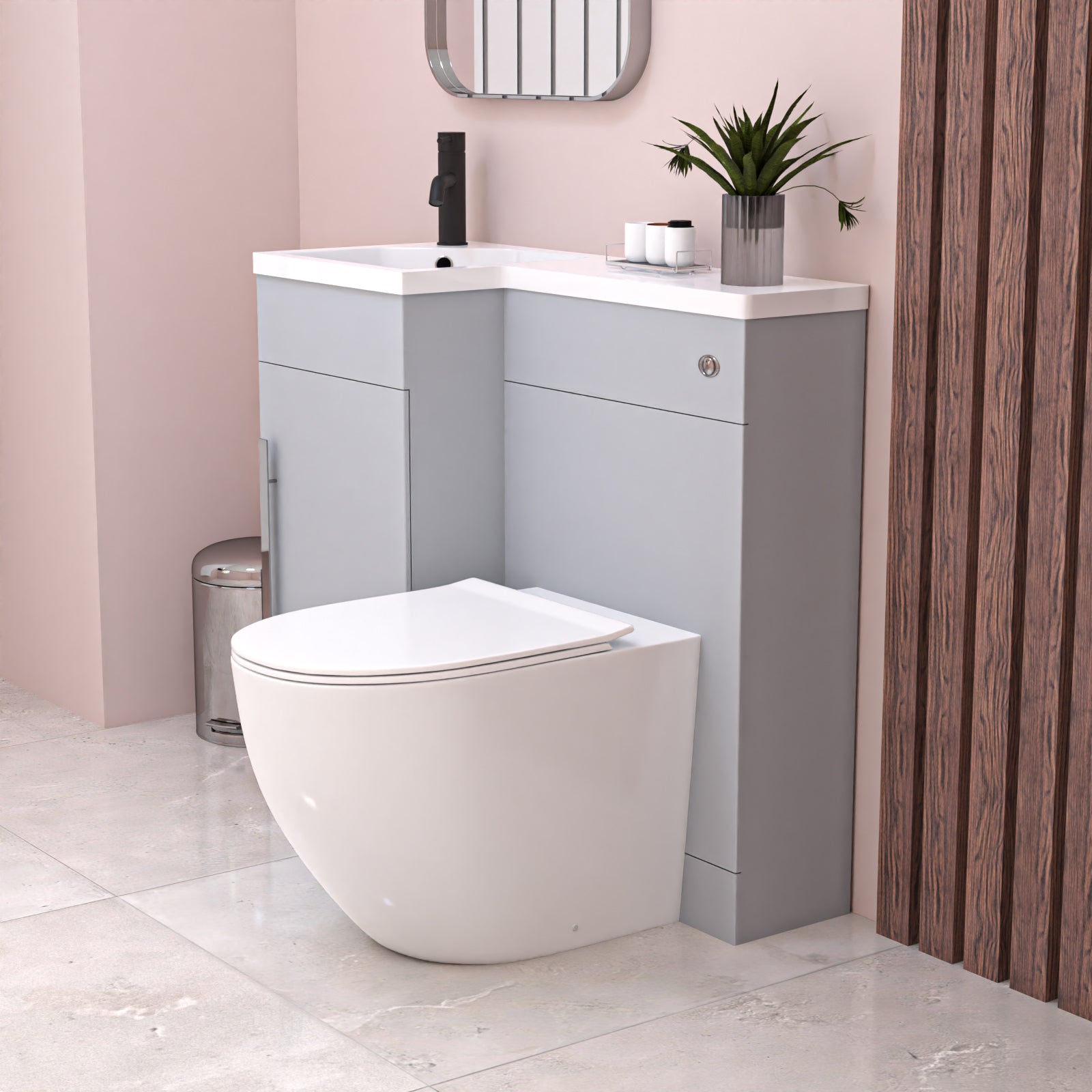 Alaska Matte Grey LH Vanity WC Unit with Resin Basin & BTW Toilet