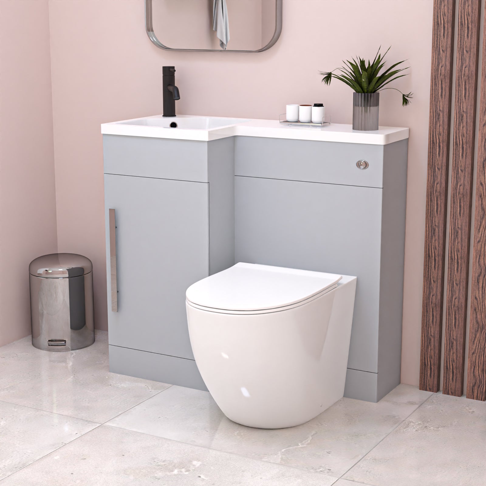 Alaska Matte Grey LH Vanity WC Unit with Resin Basin & BTW Toilet