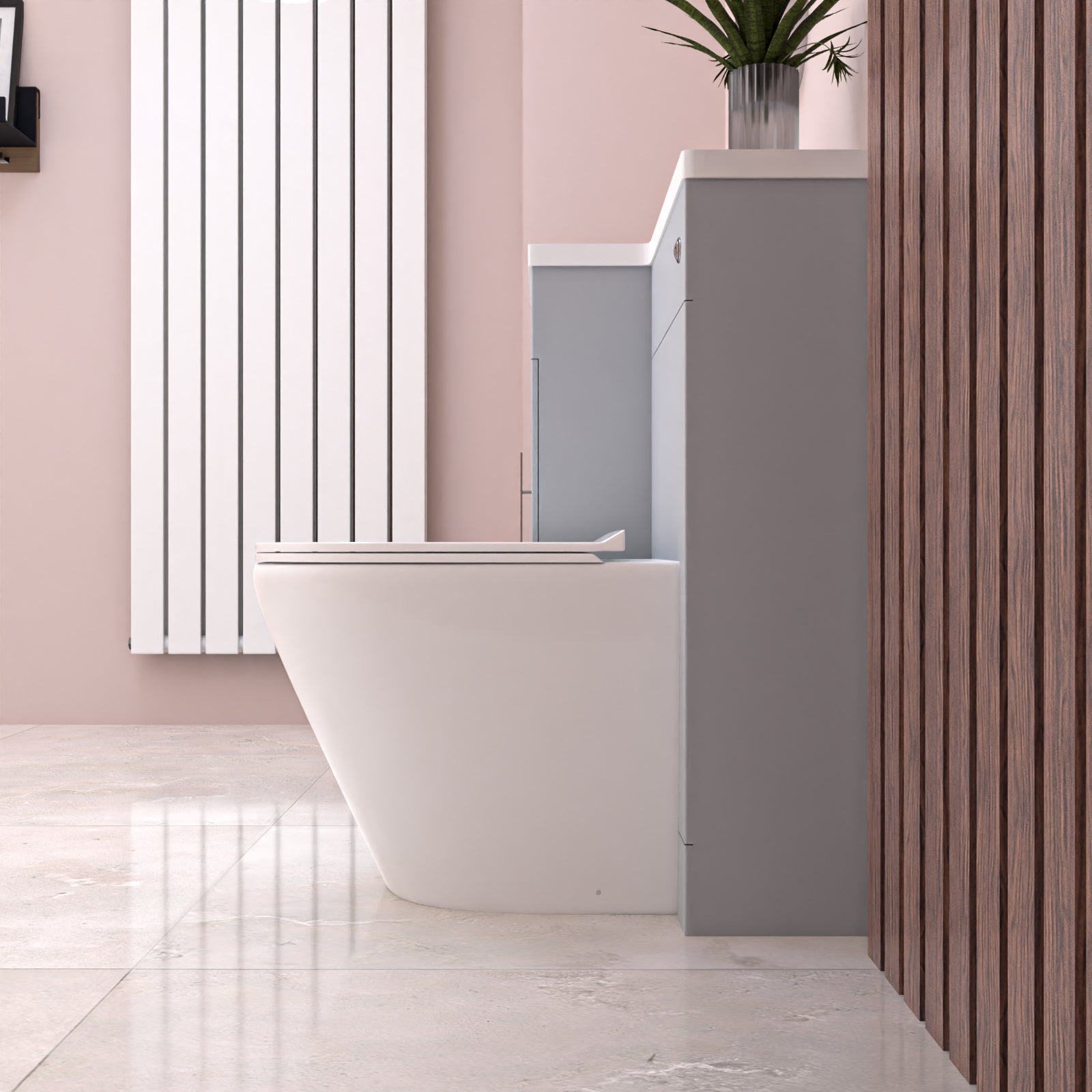 Alaska Matte Grey Flat Pack 900mm L-Shape Left Hand Vanity Unit & Toilet