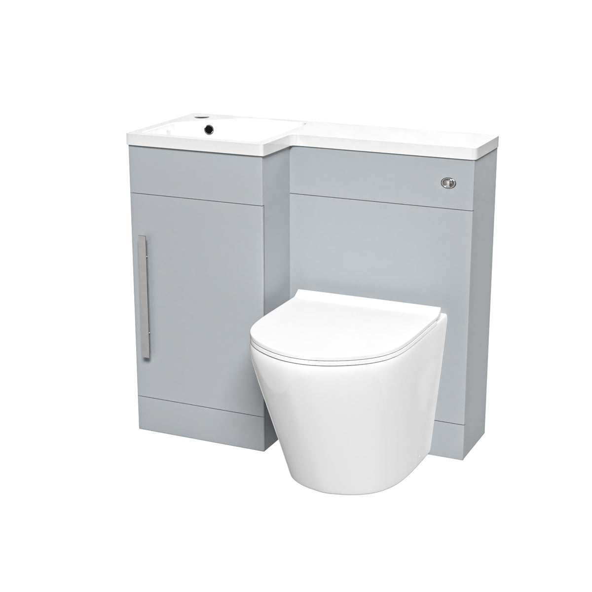 Alaska Matte Grey 900mm L-Shape Left Hand Vanity Unit & Toilet