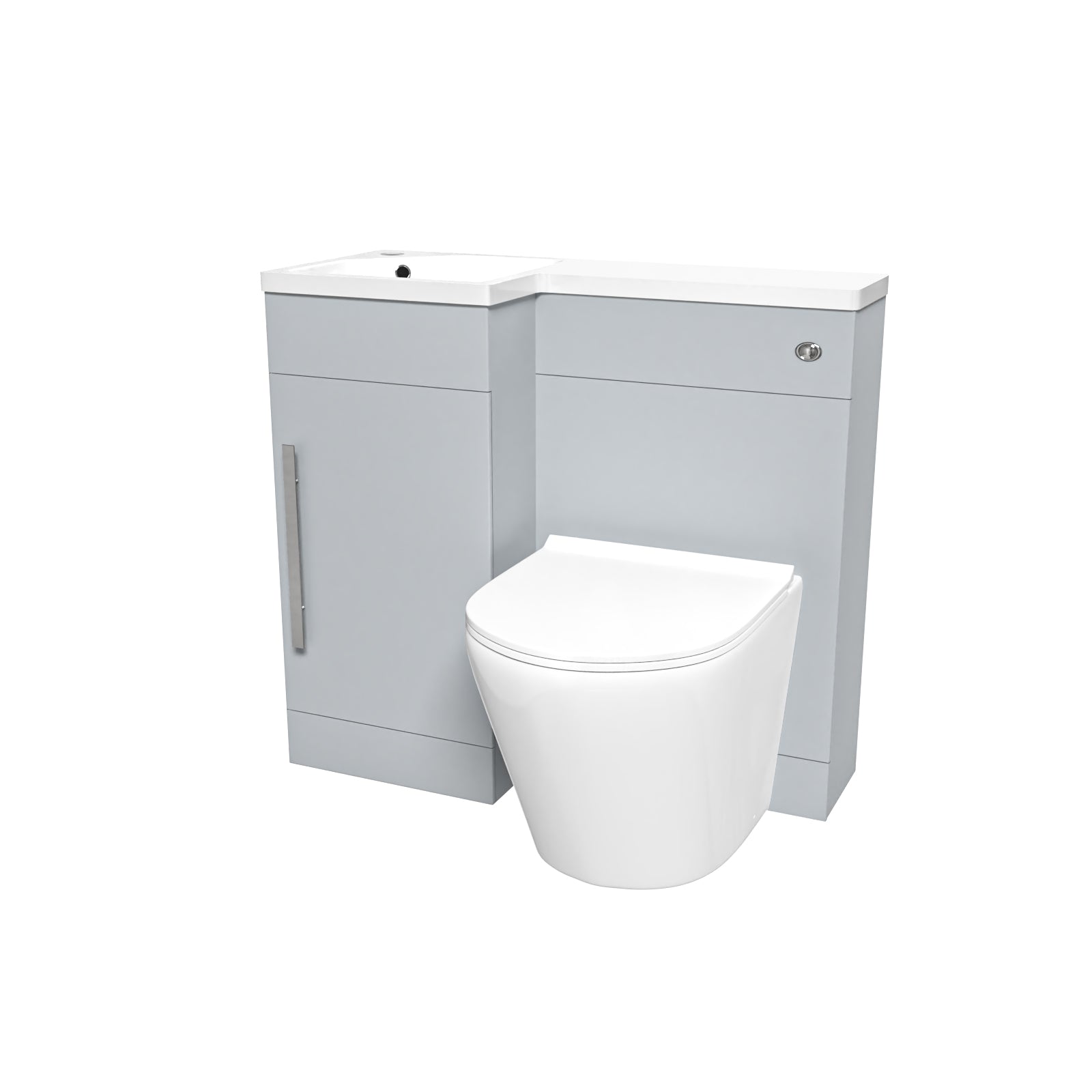 Alaska Matte Grey Flat Pack 900mm L-Shape Left Hand Vanity Unit & Toilet