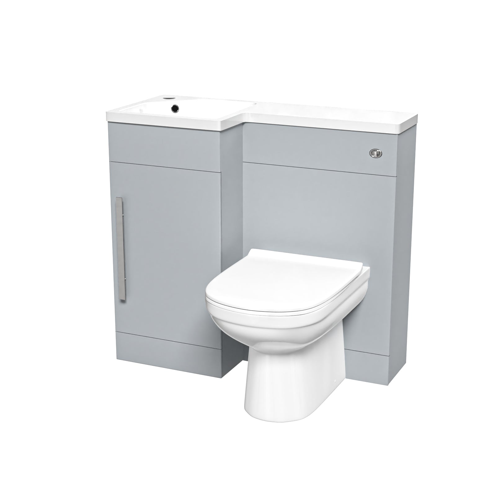 Alaska Matte Grey L Shape LH 900mm Vanity WC Unit & BTW Round Toilet