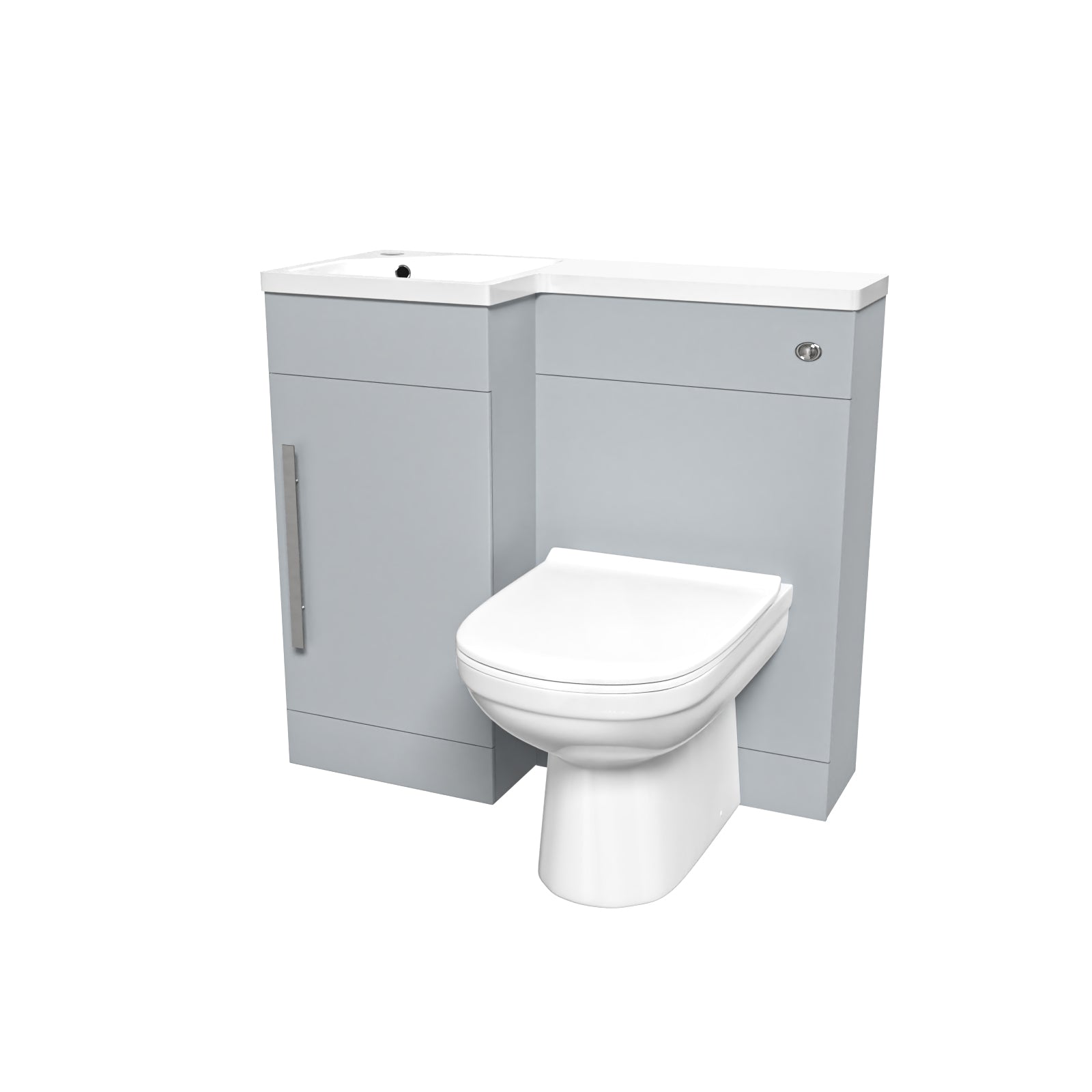 Alaska Matte Grey L Shape LH 900mm Vanity WC Unit & BTW Round Toilet