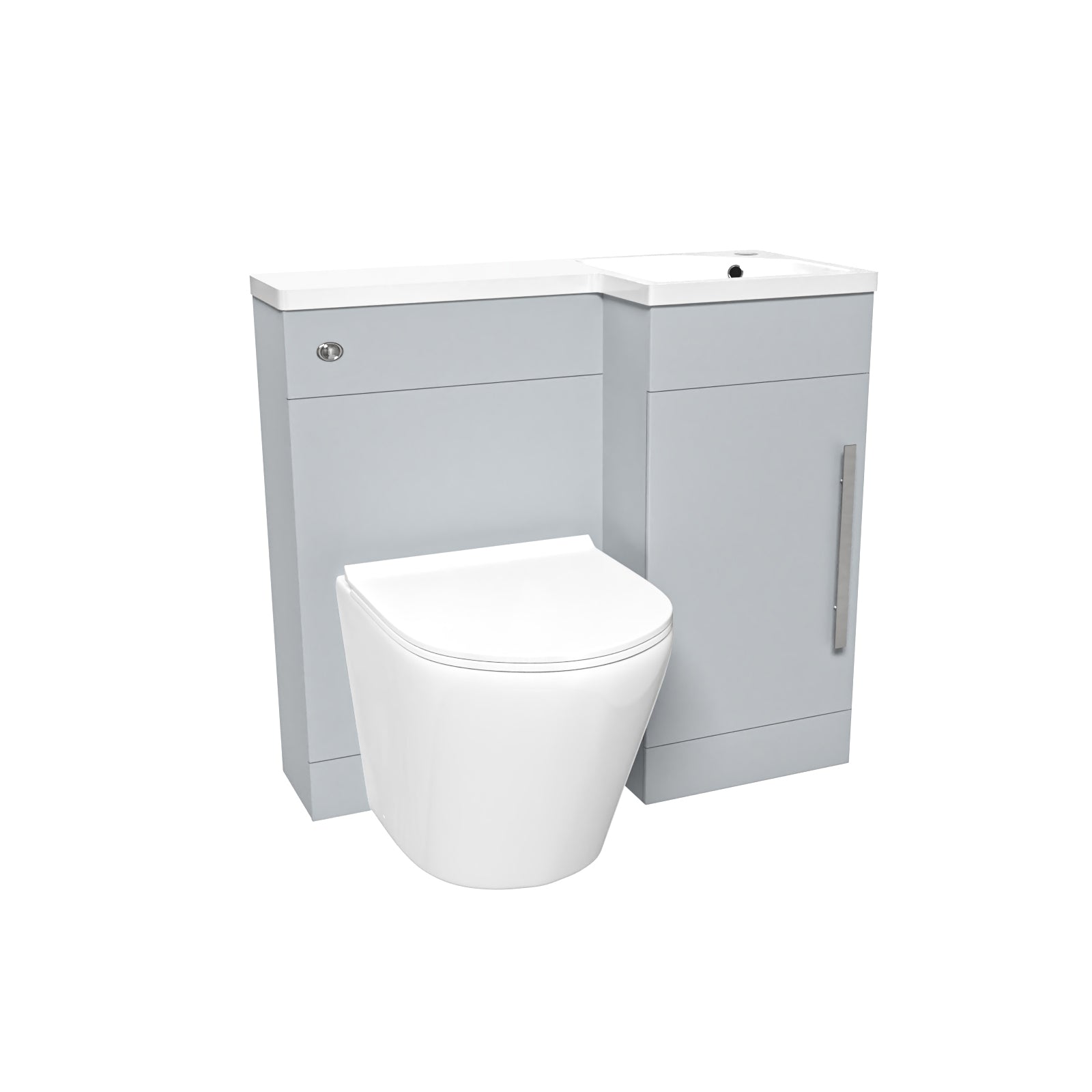 Matte Grey Flat Pack 900mm L-Shape Right Hand Vanity Unit & Toilet
