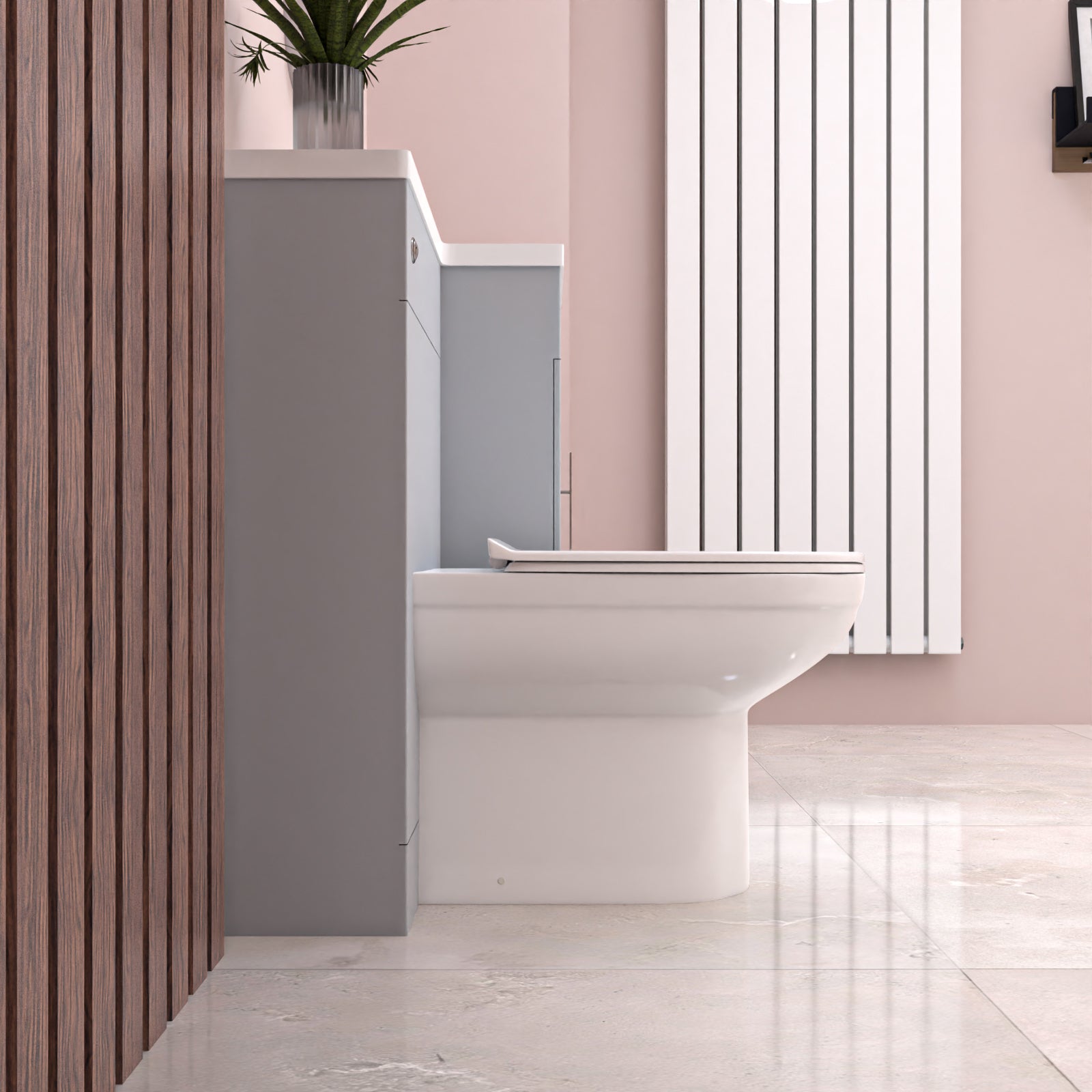 Jersey Matte Grey L Shape Flat Pack RH 900mm Vanity WC Unit & BTW Toilet