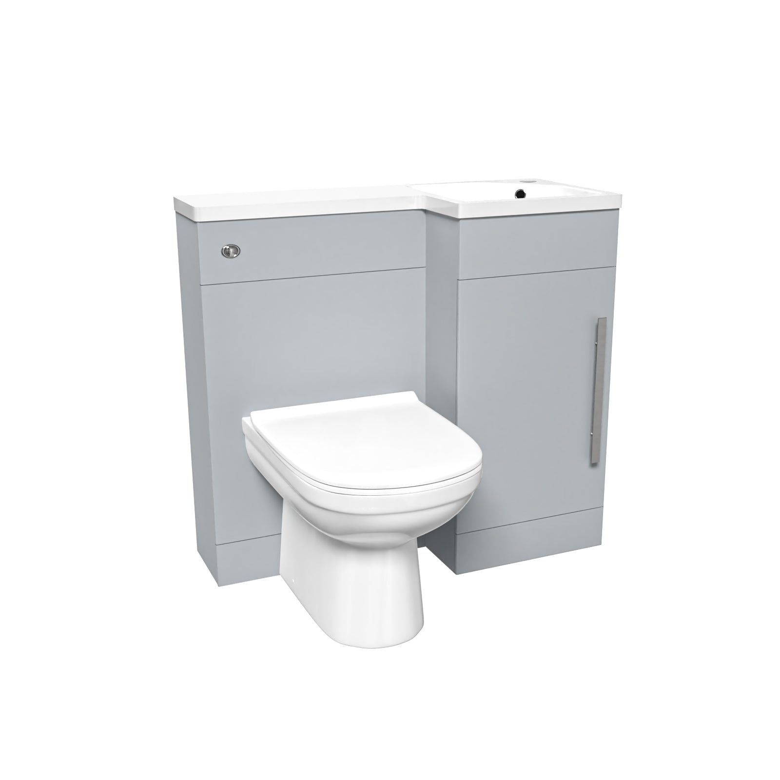 Jersey Matte Grey L Shape Flat Pack RH 900mm Vanity WC Unit & BTW Toilet