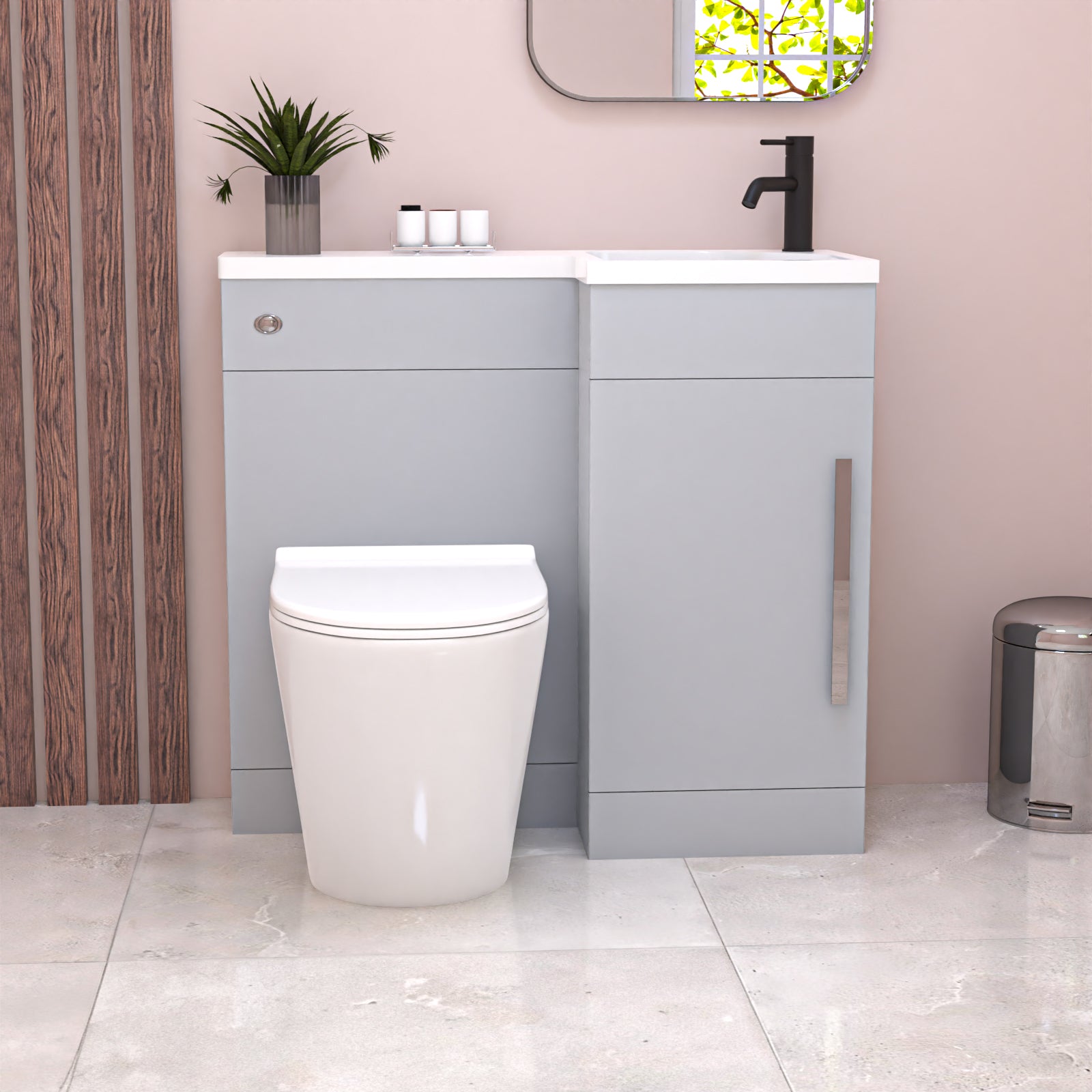 Alaska 900mm Matte Grey Right Hand WC Basin Vanity and Toilet Unit