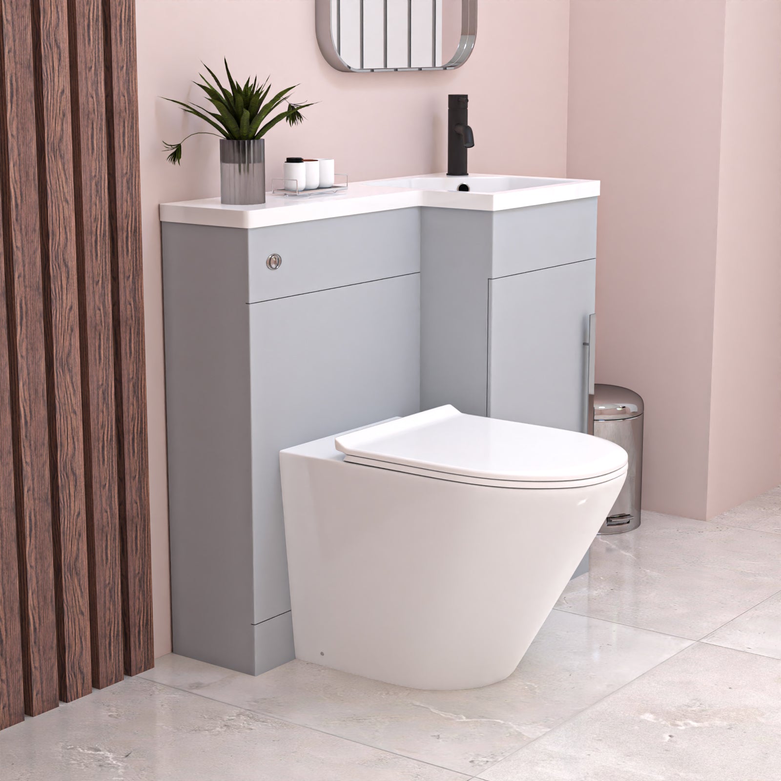 Alaska 900mm Matte Grey Right Hand WC Basin Vanity and Toilet Unit