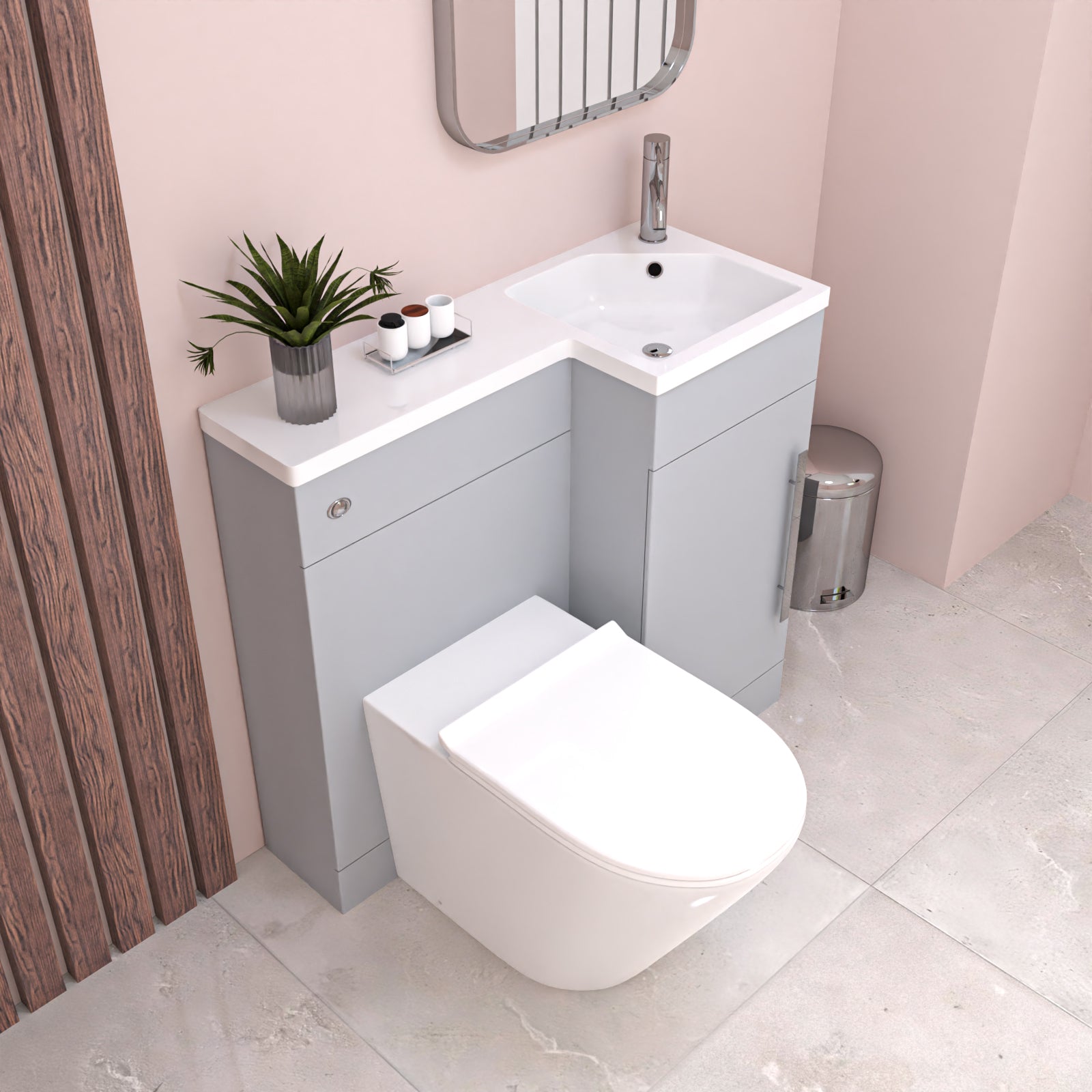 Alaska 900mm Matte Grey Right Hand WC Basin Vanity and Toilet Unit