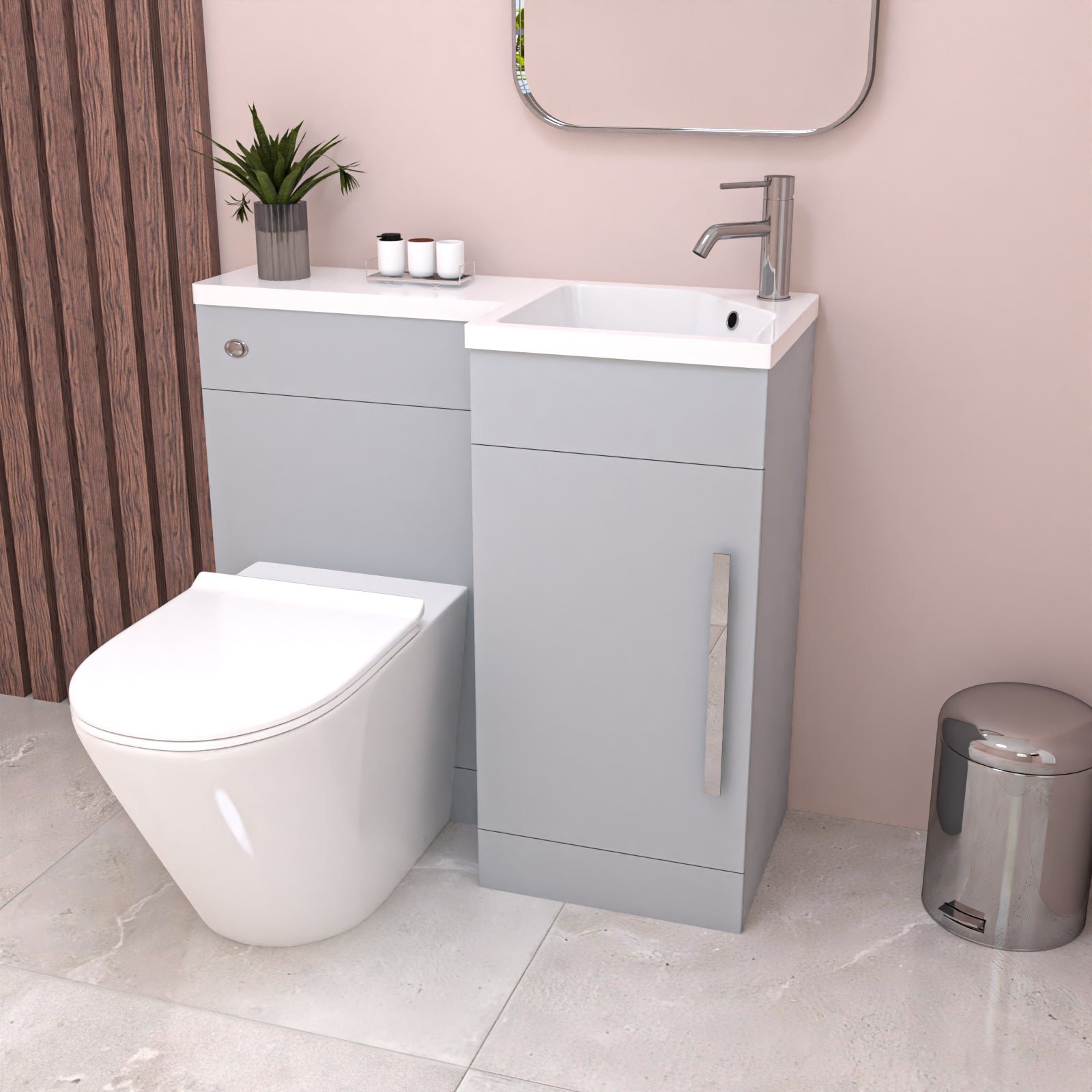 Alaska 900mm Matte Grey Right Hand WC Basin Vanity and Toilet Unit