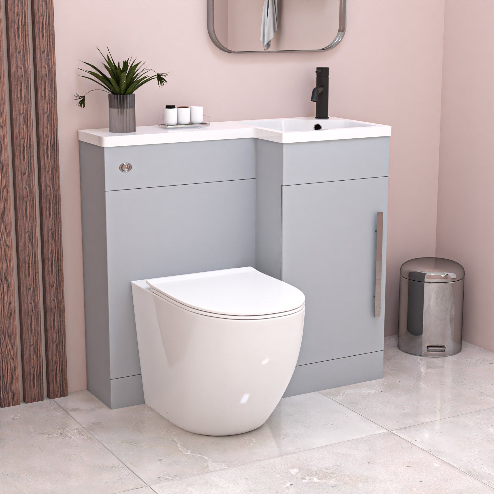 Alaska Matte Grey RH Vanity WC Unit with Resin Basin & BTW Toilet