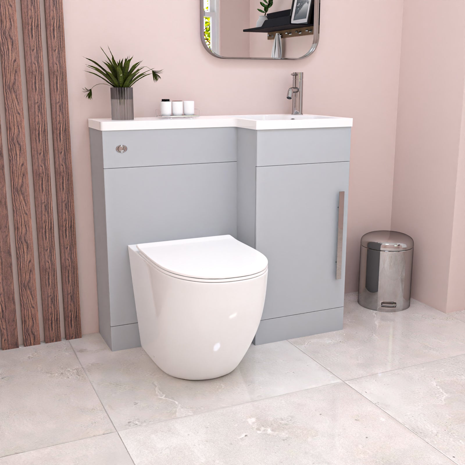 Matte Grey RH Vanity WC Unit with Resin Basin & BTW Toilet
