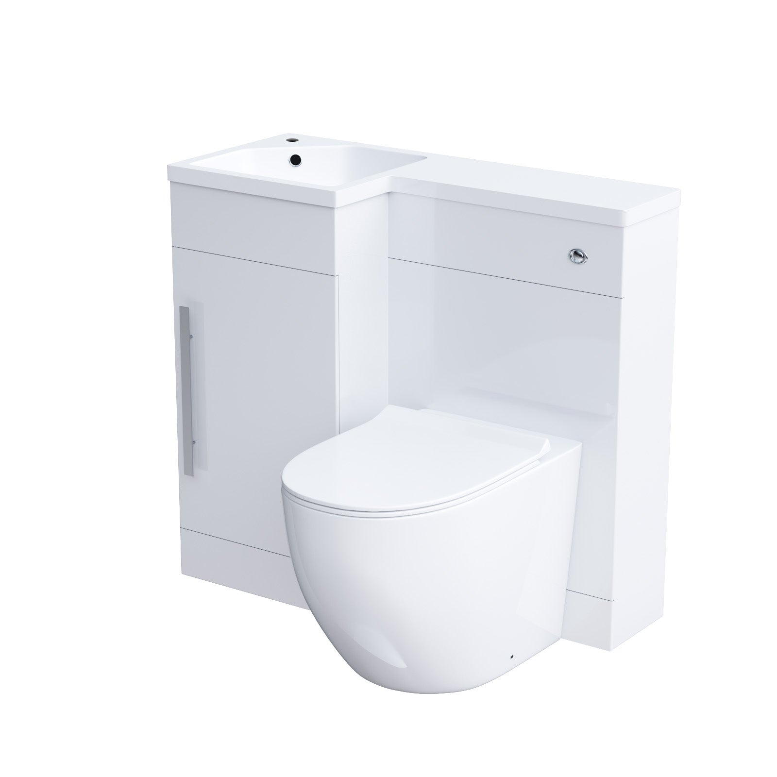 Jersey 900mm Flat Pack BTW Toilet, WC Unit & Resin Basin White