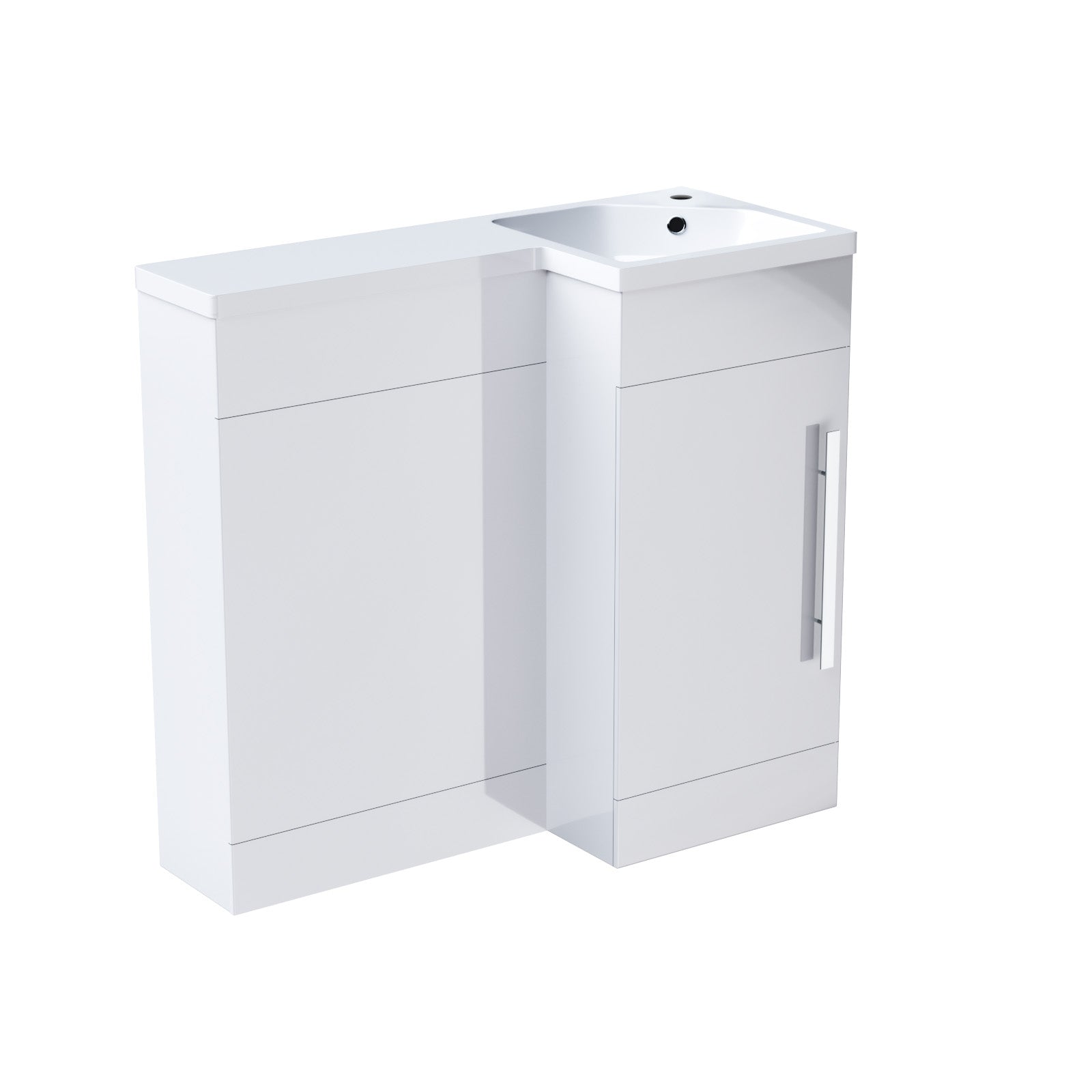 Jersey 900mm L Shape LH Bathroom Basin Vanity & WC Unit White