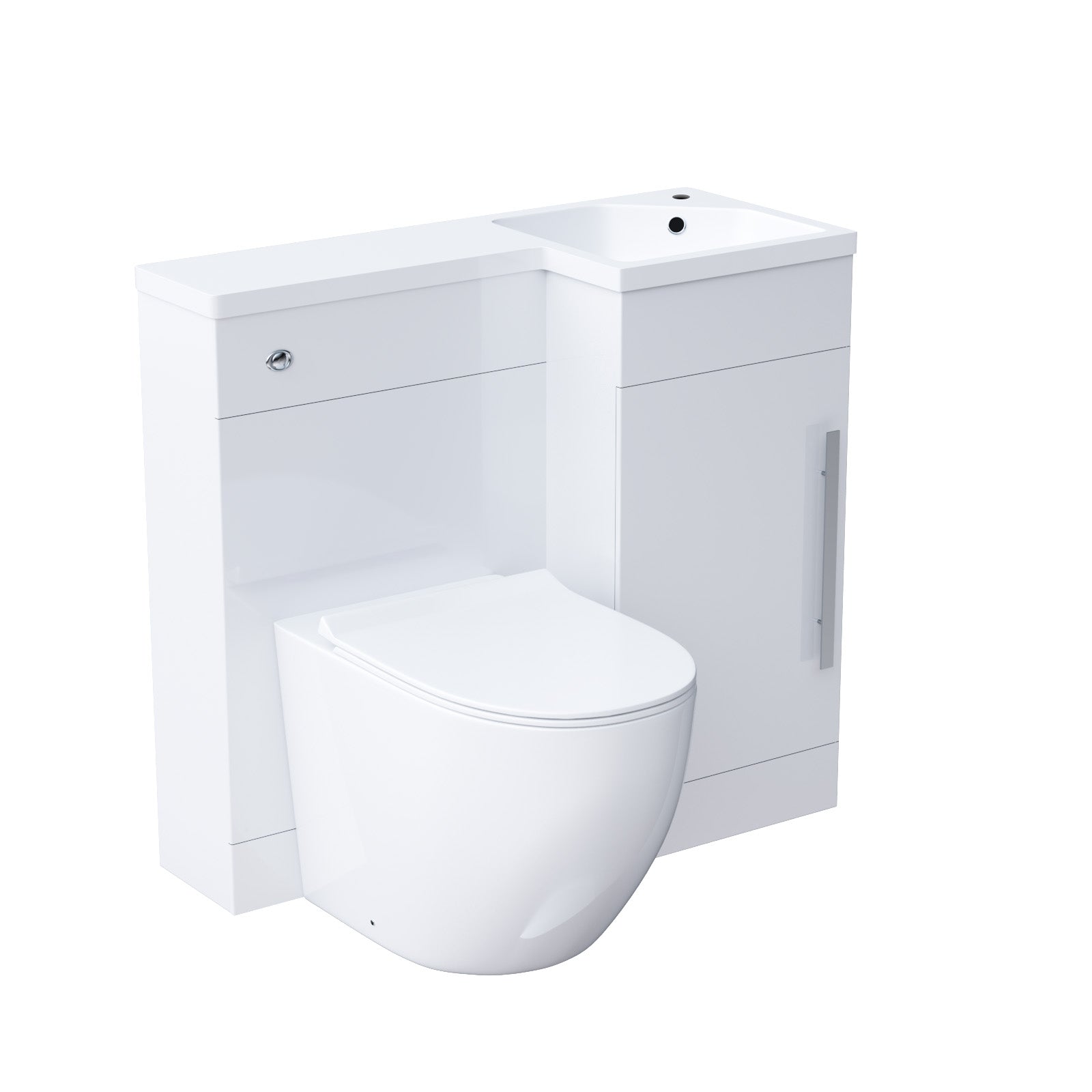 Jersey 900mm Flat Pack BTW Toilet, WC Unit & Resin Basin White