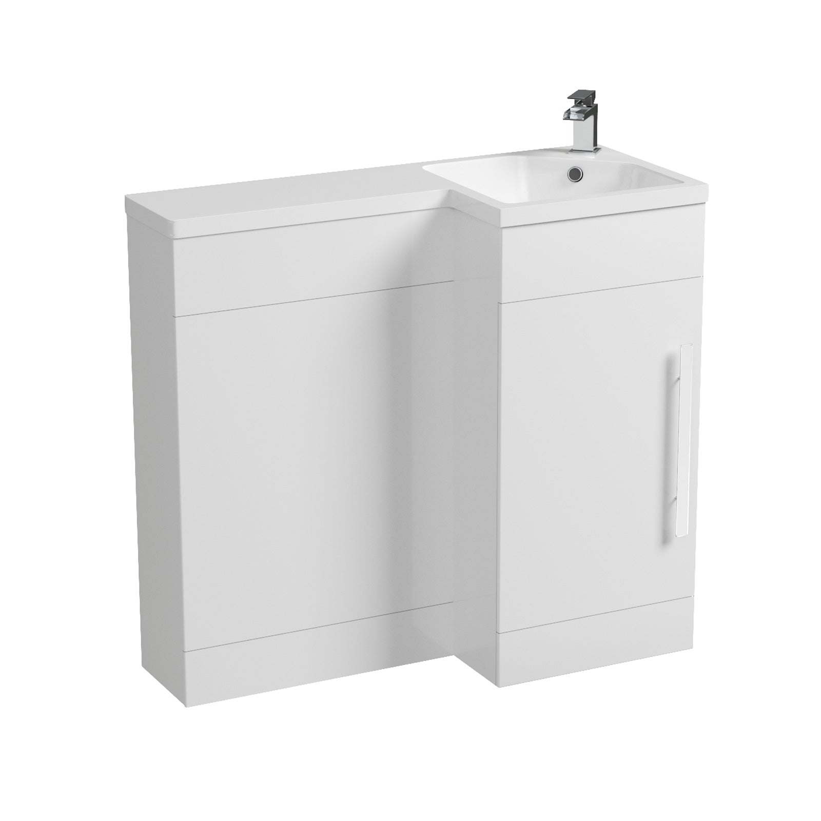 Jersey 900mm L-Shape Right Hand Bathroom White Basin Vanity WC Unit Flat Pack