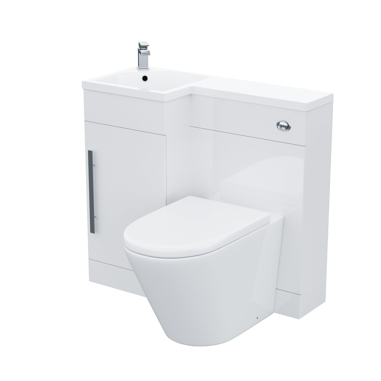 Alaska White 900mm LH Vanity WC Unit Resin Basin & BTW Toilet