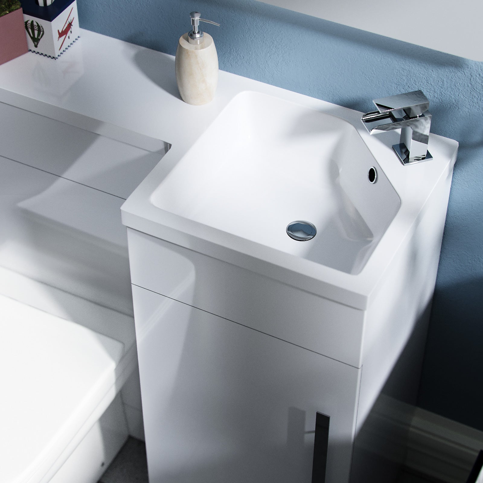 Jersey 900mm Vanity Basin Unit, WC Unit & Elso Back To Wall Toilet White