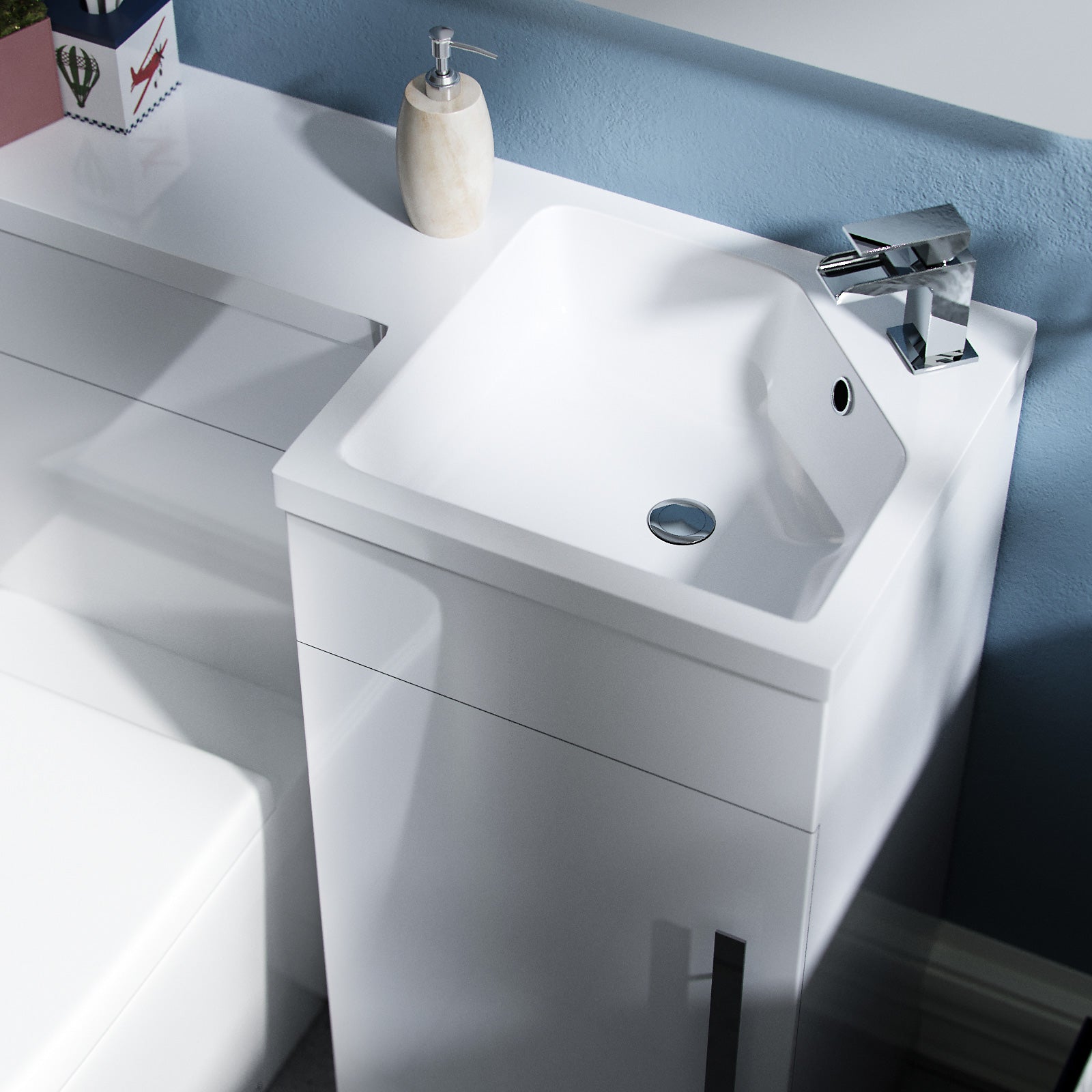 Jersey 900mm Vanity Basin Unit, WC Unit & Ellis PP Back To Wall Toilet White