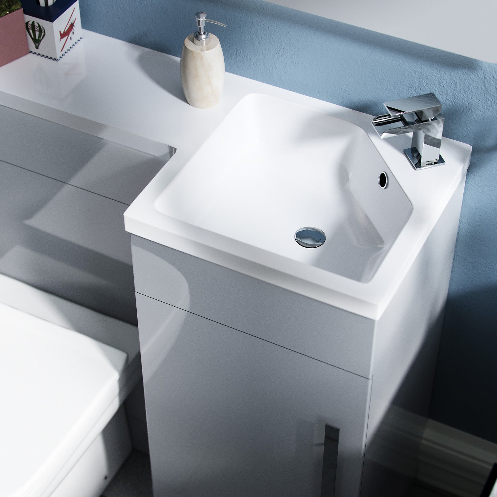 900mm Grey Vanity Unit Basin Sink with Rimless Toilet