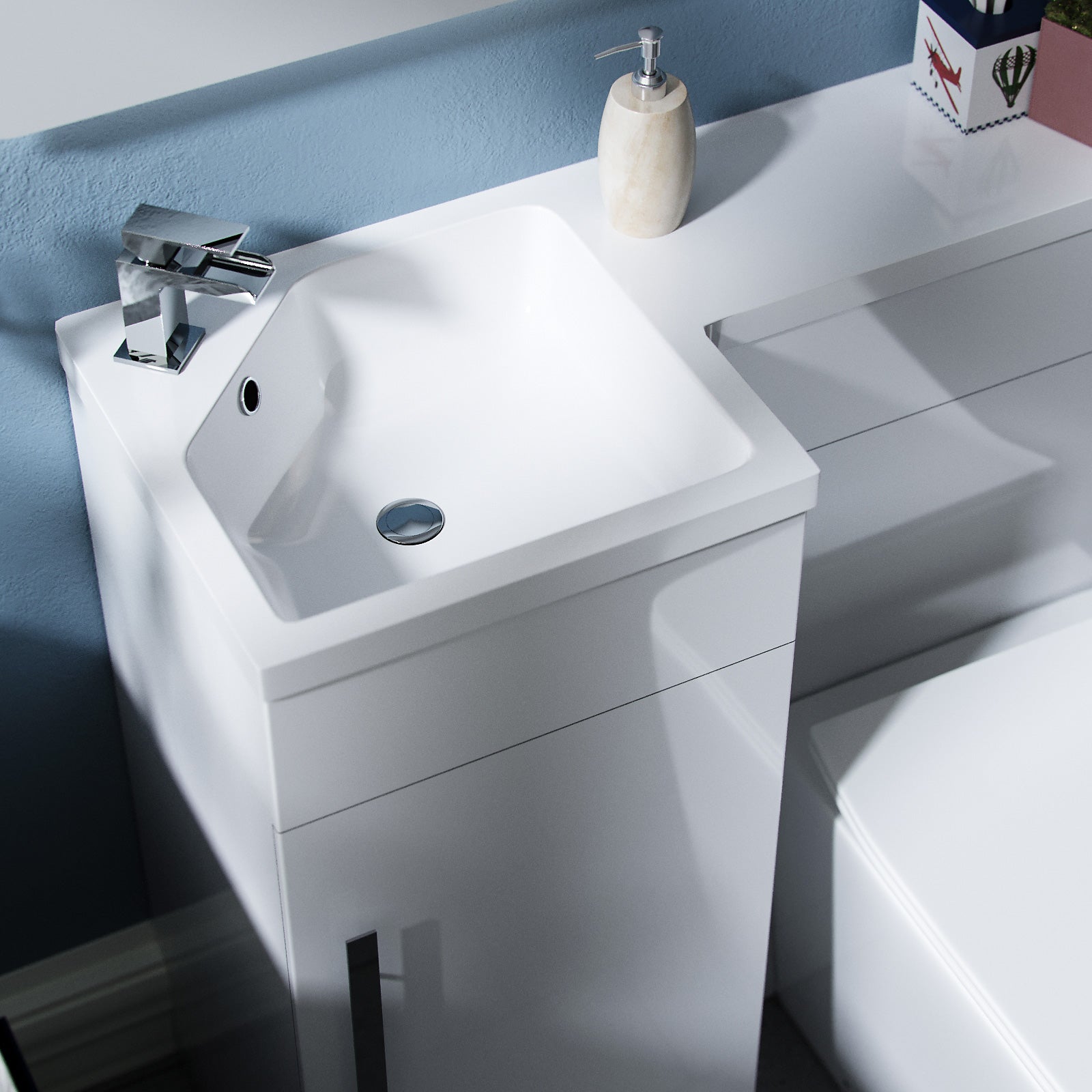 Jersey 900mm Vanity Basin Unit, WC Unit & Elora Back To Wall Toilet White